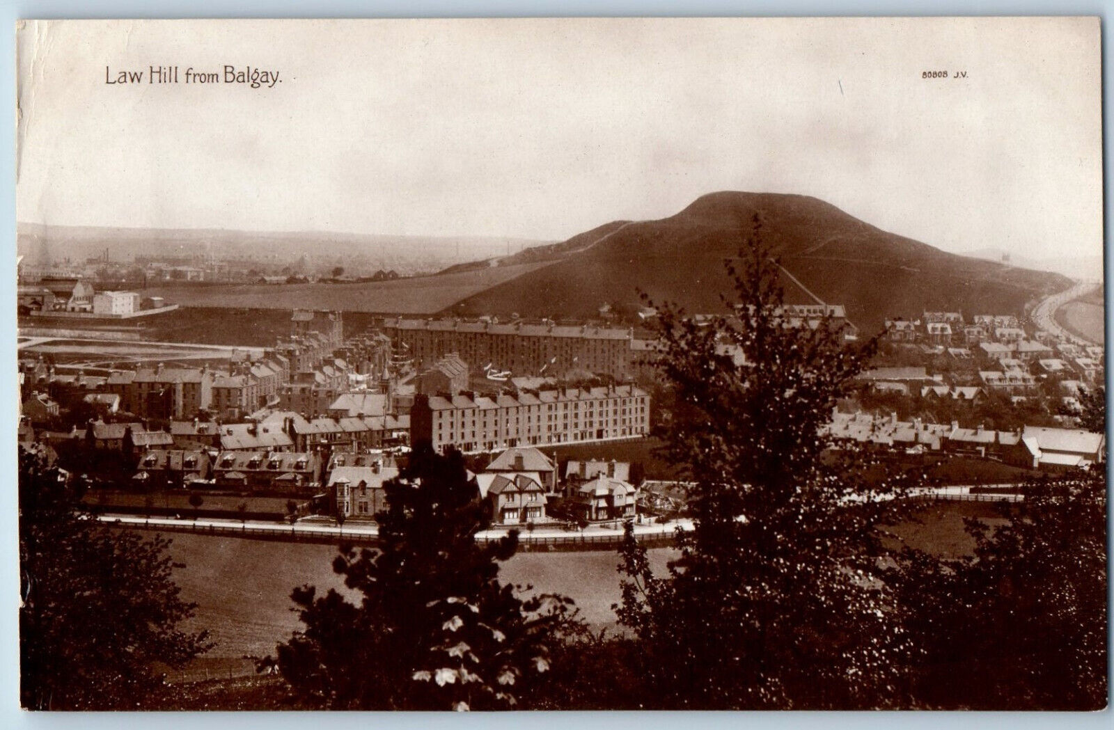 Dundee Scotland Postcard Law Hill from Balgay Park c1920\'s RPPC Photo