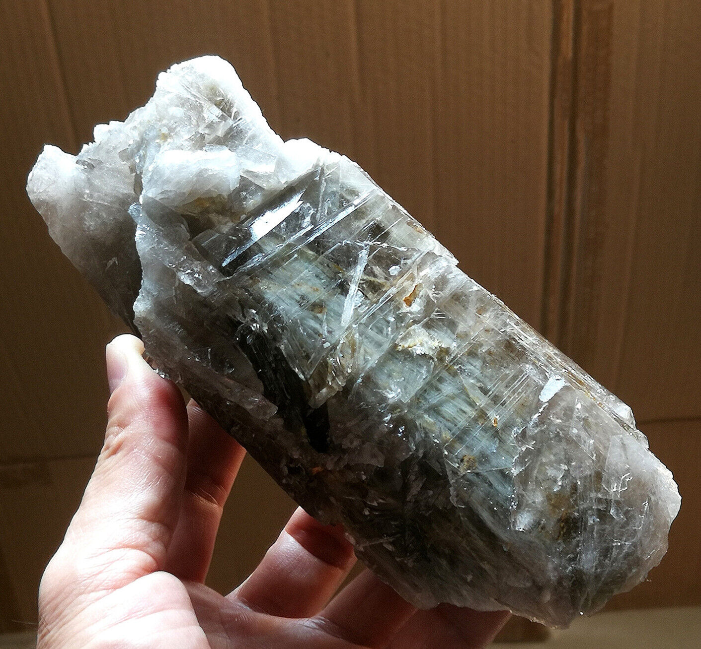 2.11LB Big Amazing Ghost Quartz Natural Mystical Cutted Marked By Nature Forces