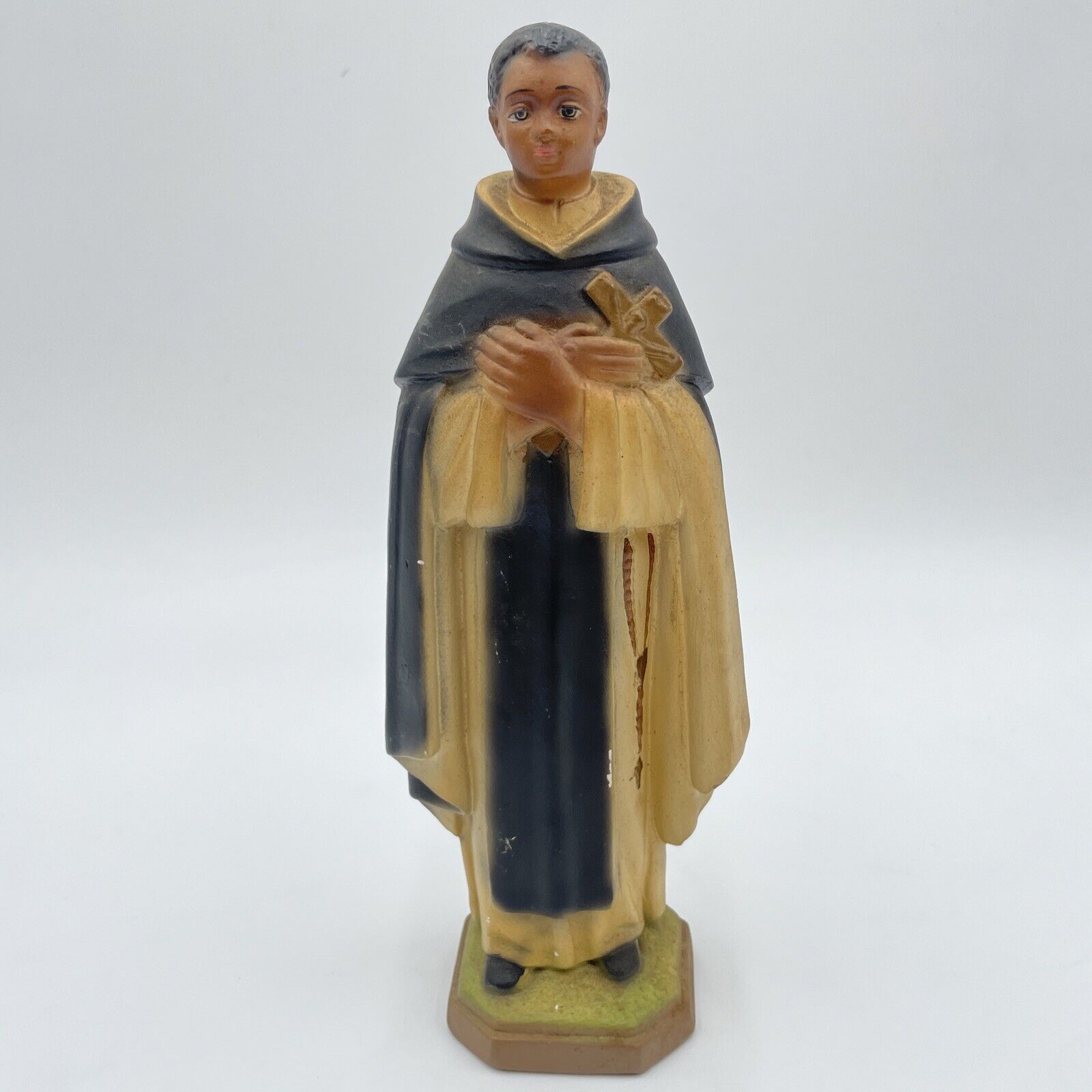 Vintage Religious Catholic Chalkware Black Priest Statue Sculpture C. S. 503 St