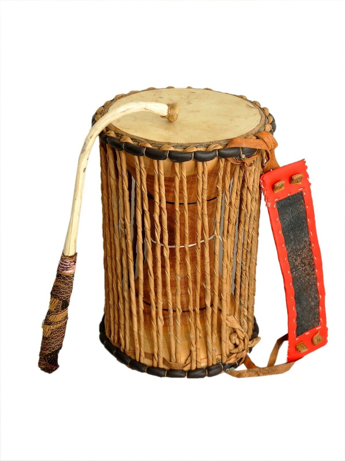 African Talking Drum with Stick Beater - Gangan Drum