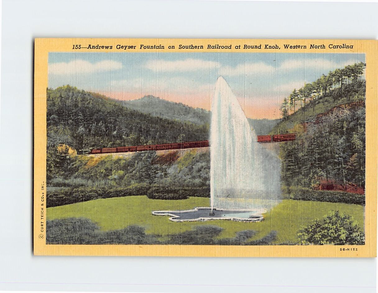 Postcard Andrews Geyser Fountain Round Knob Western North Carolina USA