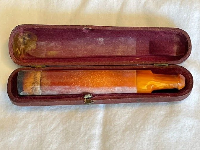 Antique Amber Colored Bakelite Cigar Cheroot Holder, Original