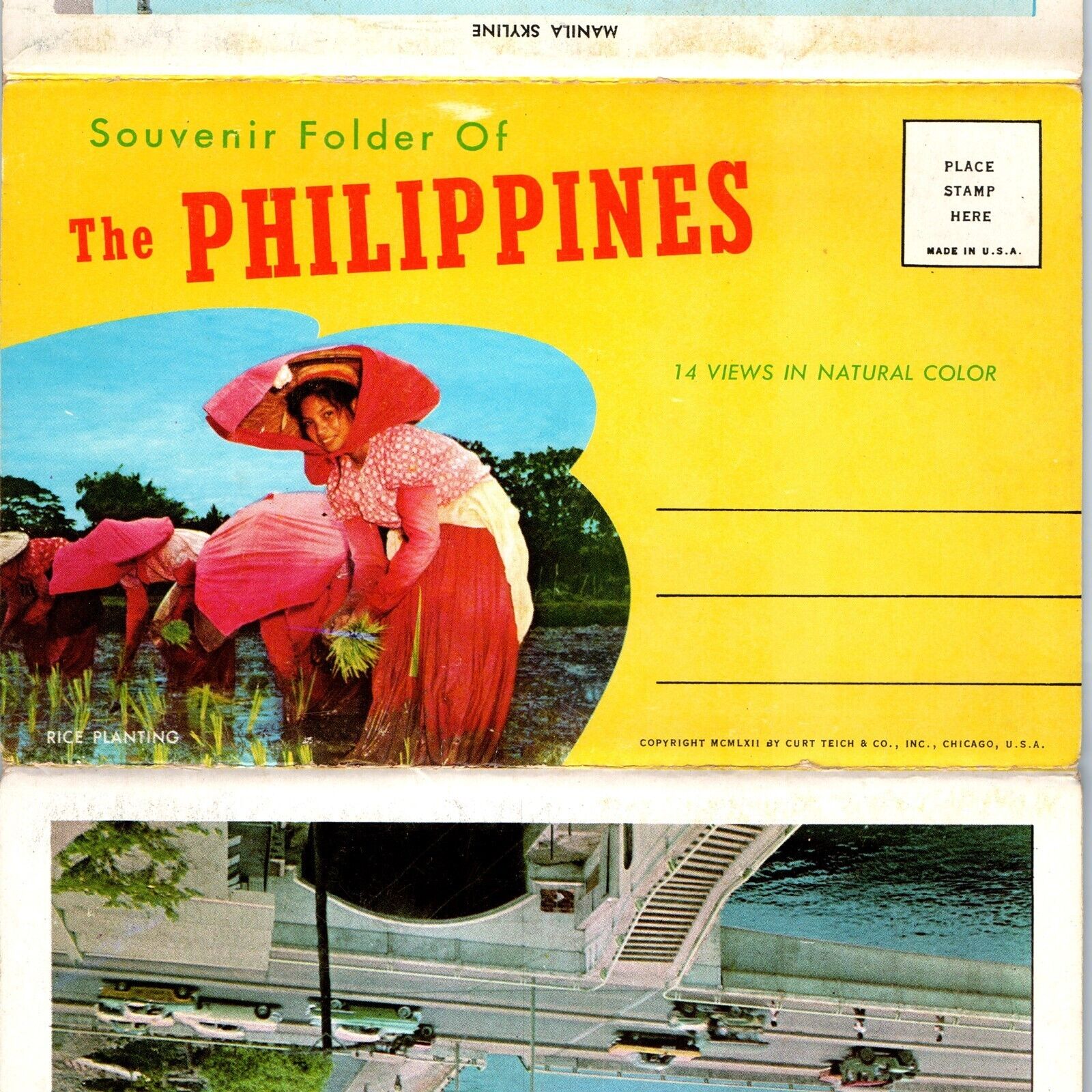 c1960s Philippines Islands PI Postcard Souvenir Folder Rice Manila Downtown M8