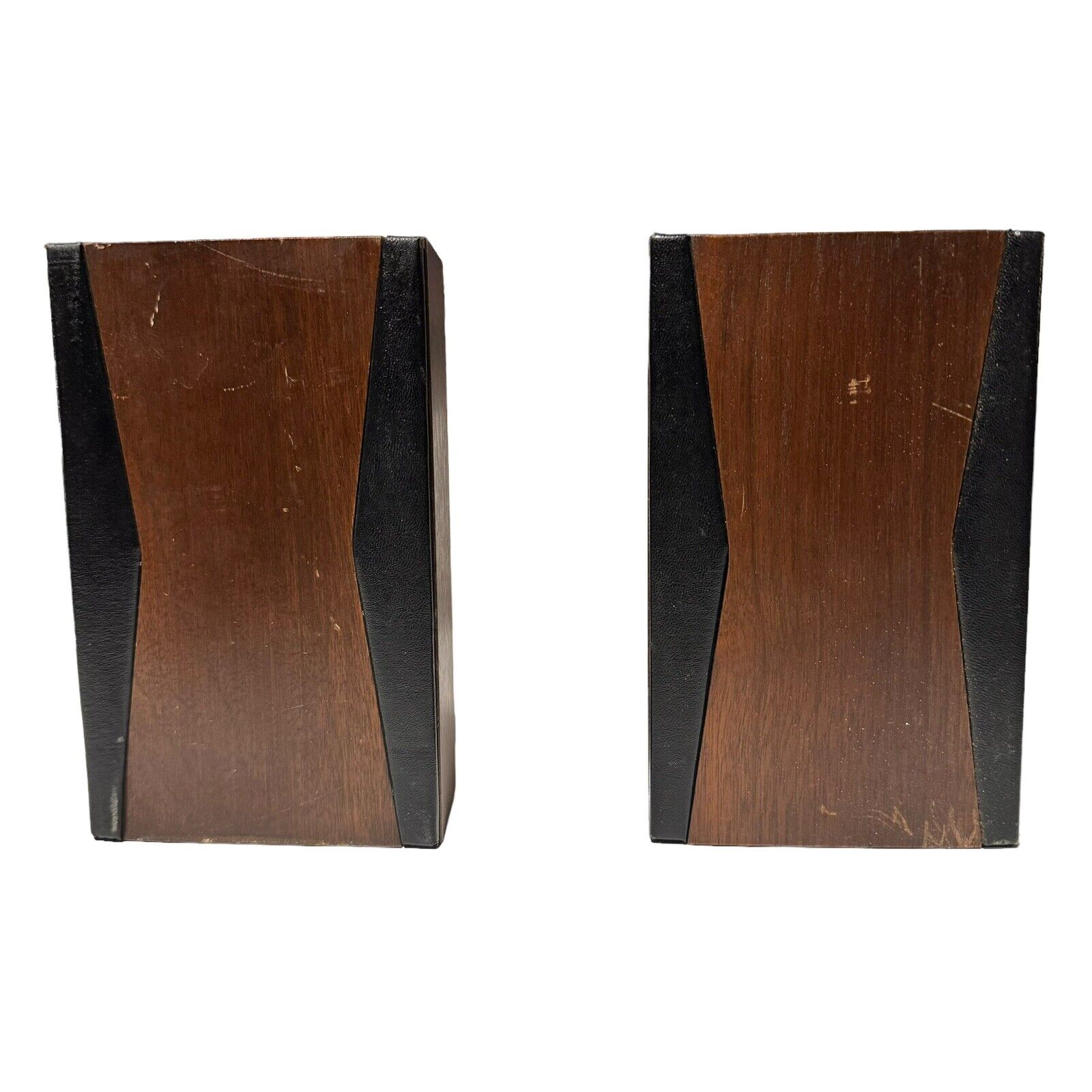 MCM Walnut And Leather Bookends Scheibe Products Vintage Set