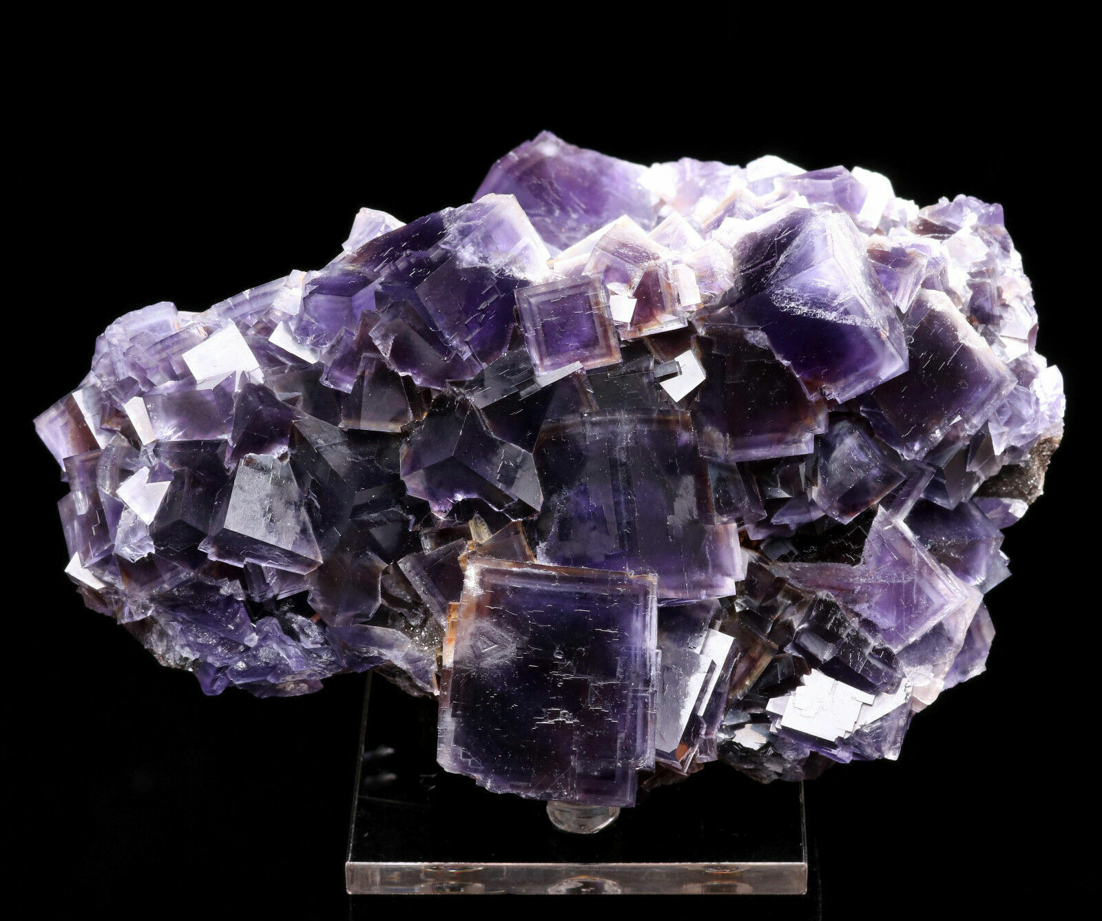 Natural Clear Purple Phantom Cube Fluorite Crysal Cluster Mineral Specimen