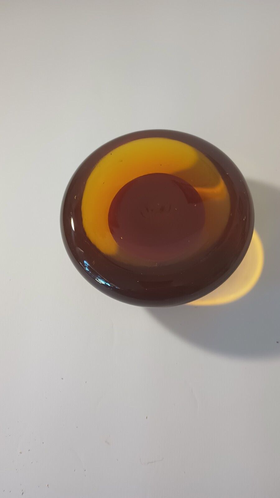 Homemade Heavy Amber Paperweight Looks Like The Moon Inside