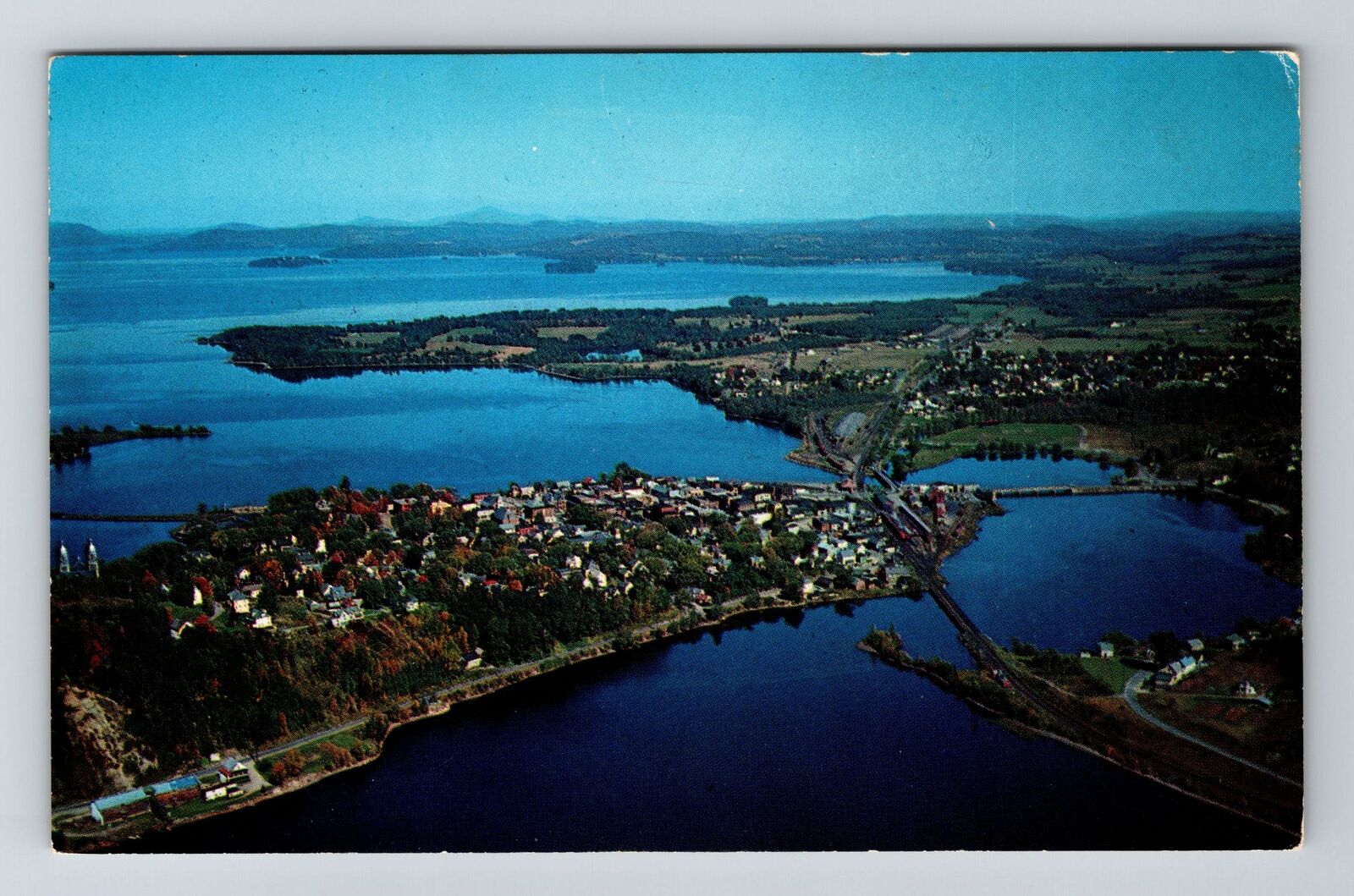Newport VT-Vermont, Aerial View Town Area, Vintage Postcard