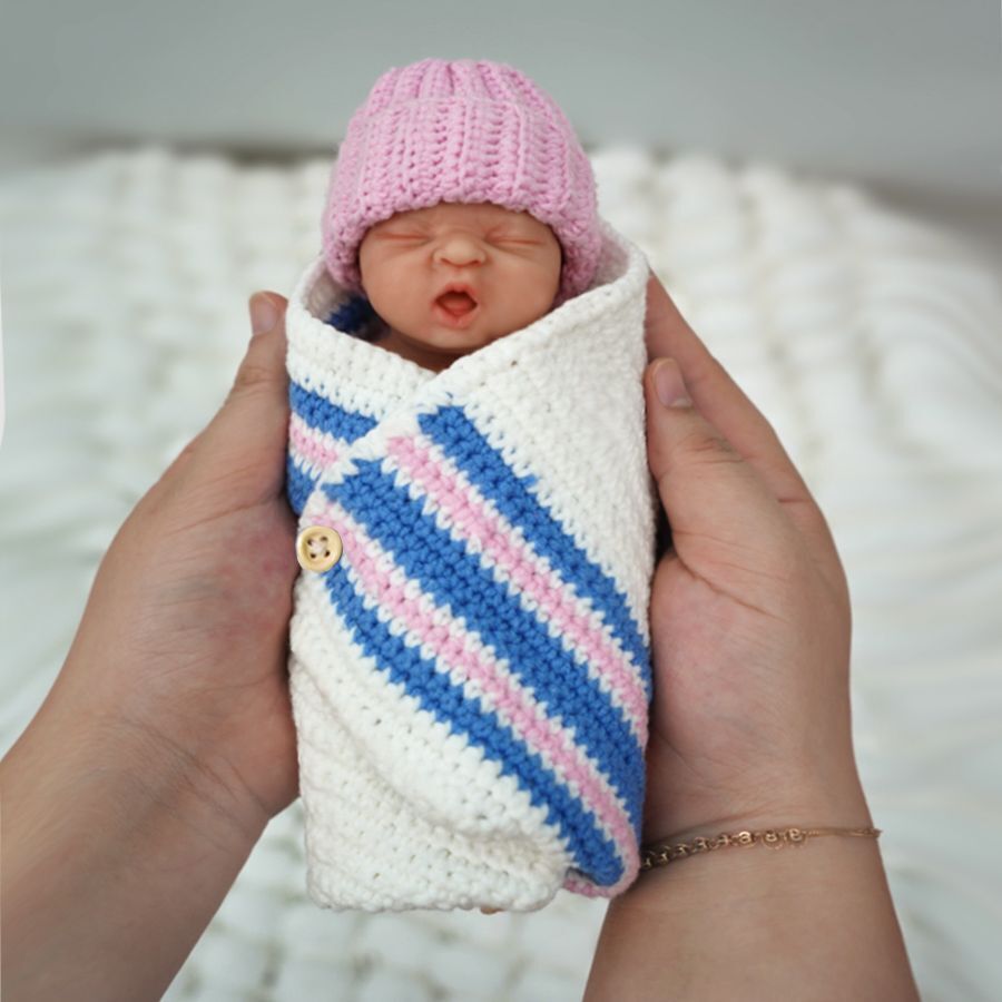 7 to 9in Reborn Baby Doll Hats Set Mini Knit Set Micro Preemie Dolls Accessories
