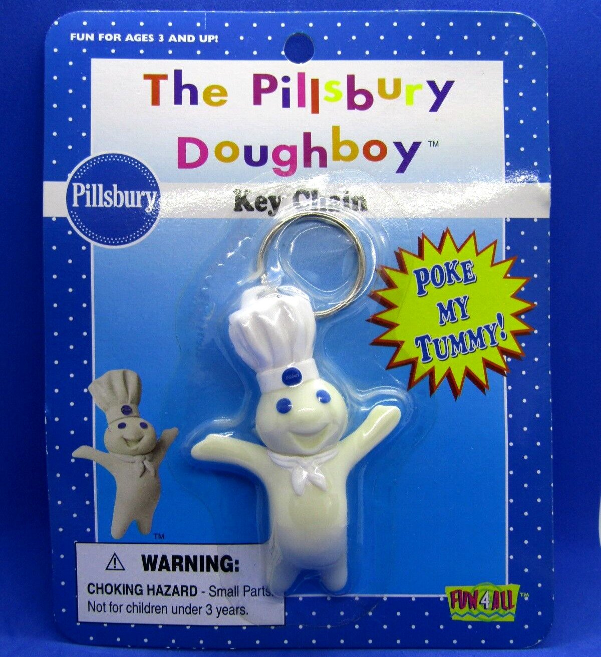 FS NIP Pillsbury Doughboy POKE MY TUMMY FIGURAL KEYCHAIN POPPIN\' FRESH FUN4ALL