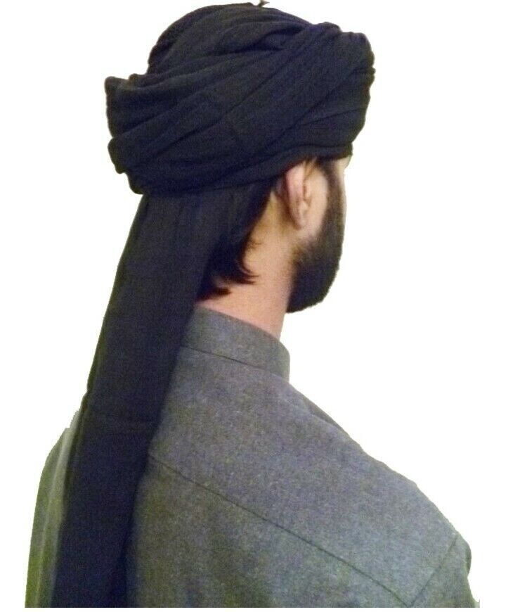 Islamic Men Safa BLACK TURBAN AMAMA Adjustable Placed Over The Head Pure Cotton