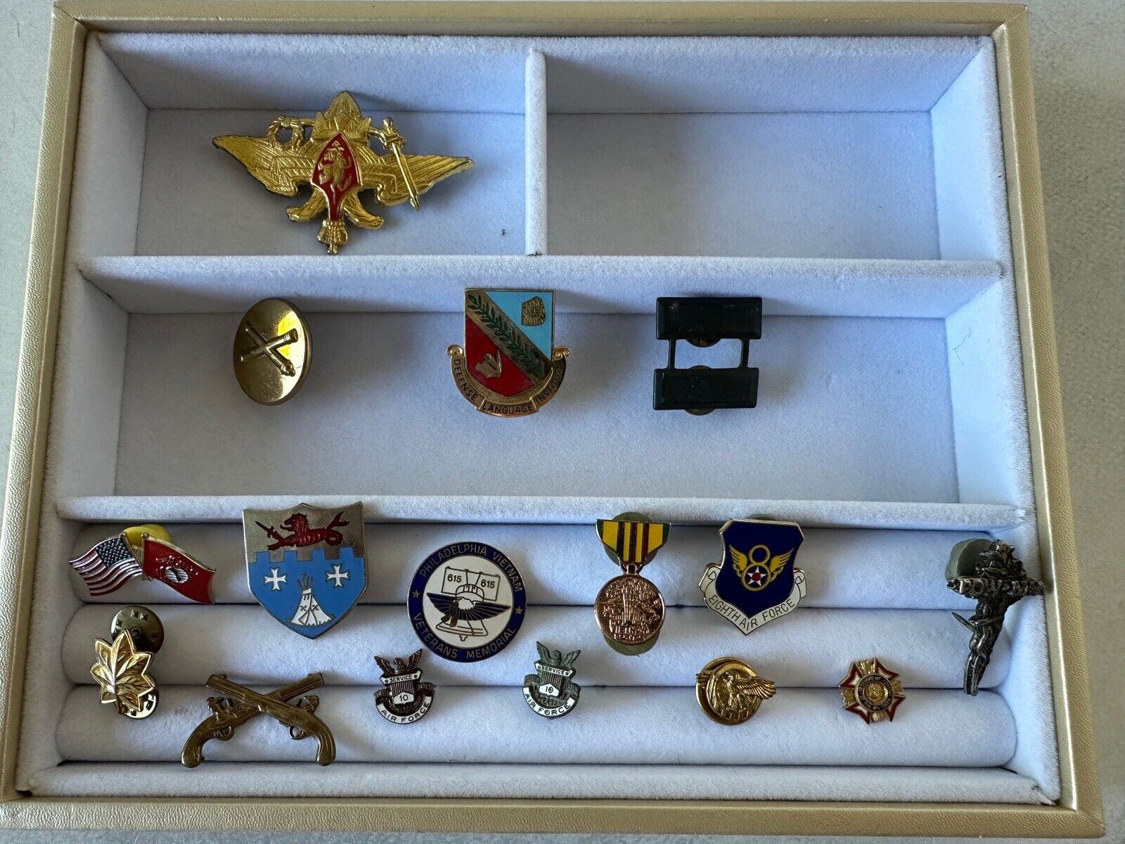 Mixed Lot of Vintage US Military Hat and Lapel Pins Air Force Vietnam WWII