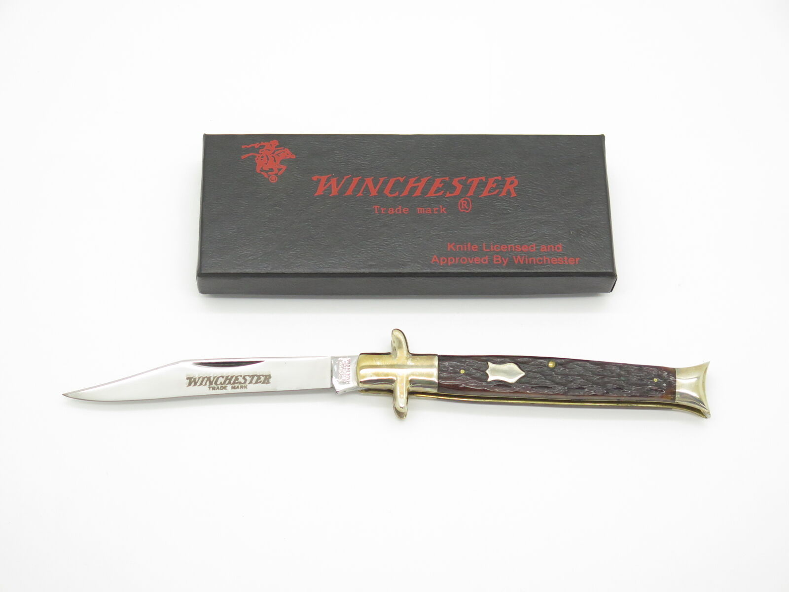 Vtg 1987 Winchester USA 1901 Jigged Bone Bowtie/Fishtail Folding Pocket Knife
