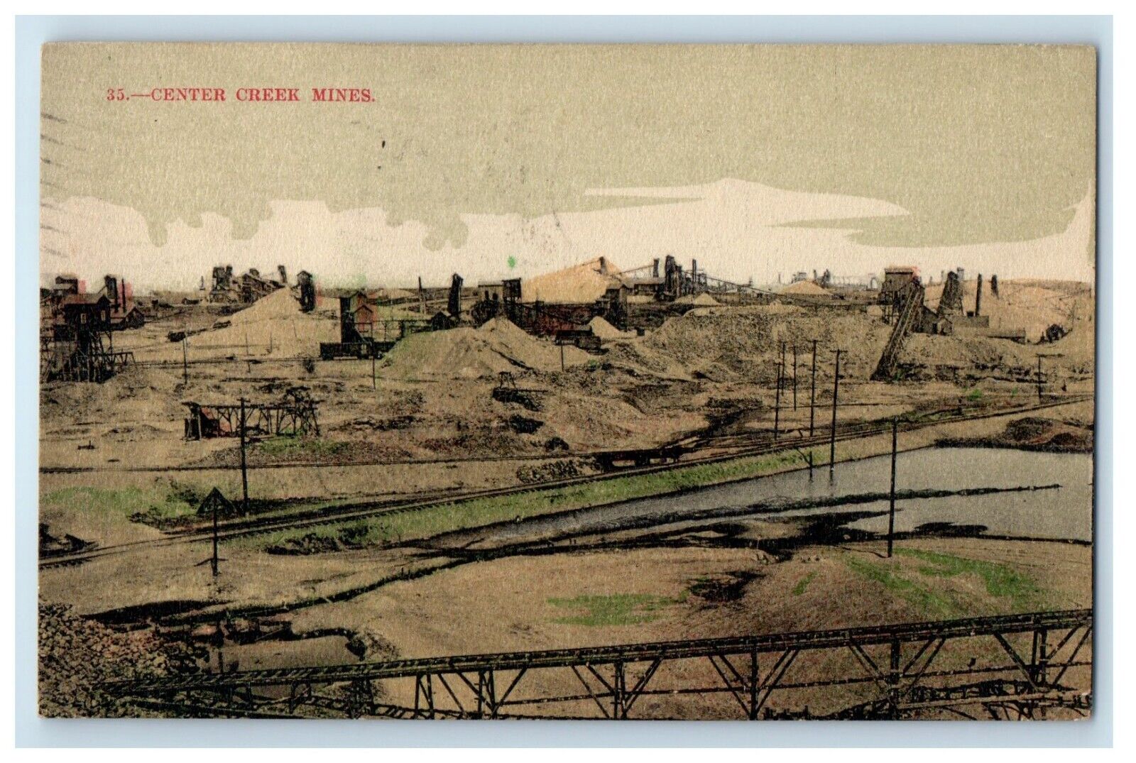 1912 Bird's Eye View Of Center Creek Mines Joplin Missouri MO Antique Postcard
