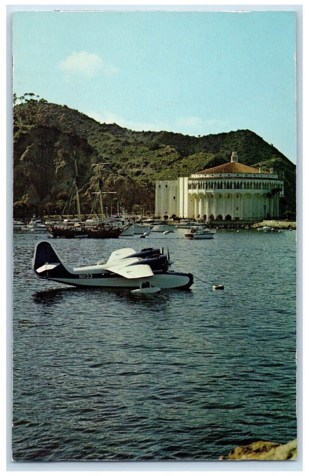 c1960s N1133 Airplane, Greetings from Catalina California Avalon Bay Postcard