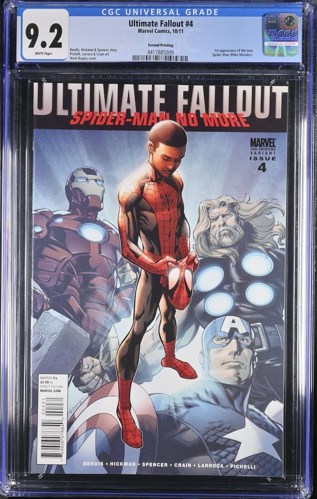 Ultimate Fallout #4c Marvel 2nd Print NM- CGC Graded Key 1st App Miles Morales