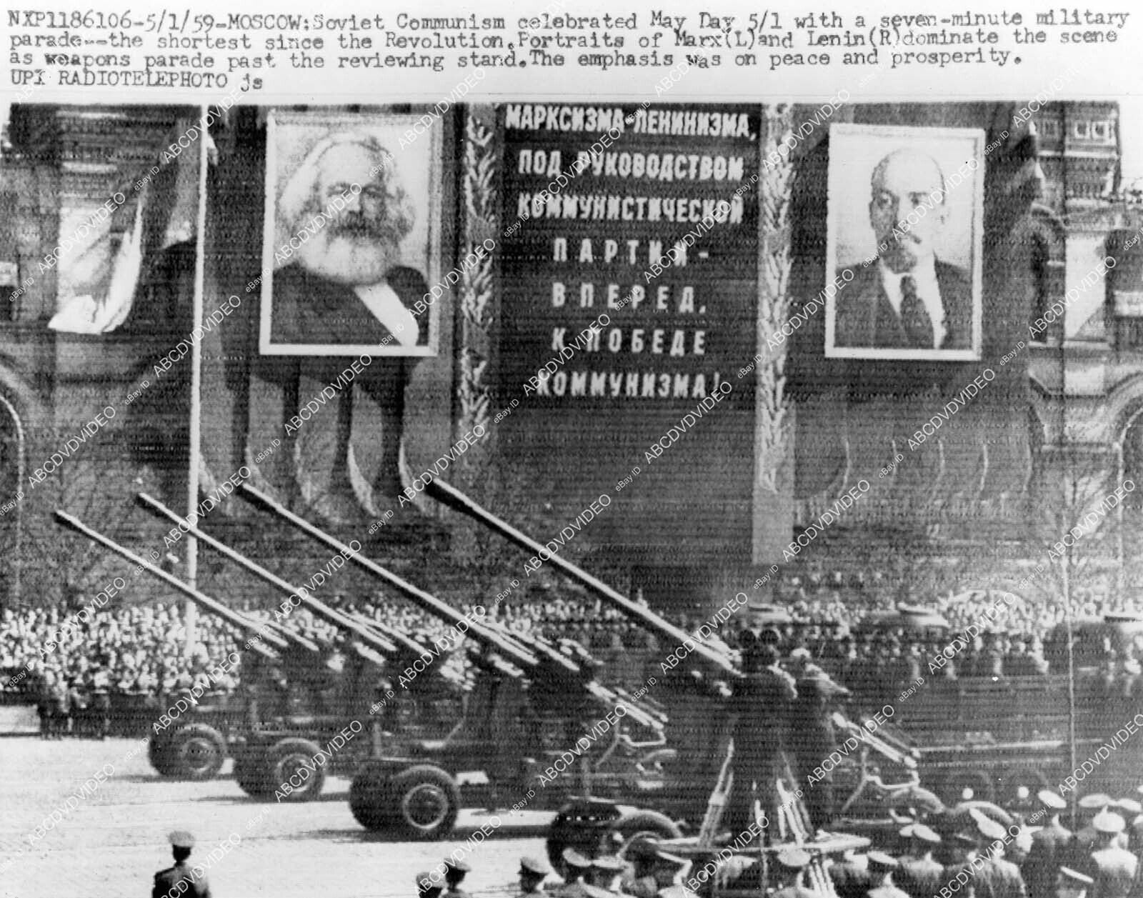 crp-67385 1959 politics Soviet Russia USSR military parade for Lenin & Marx crp-
