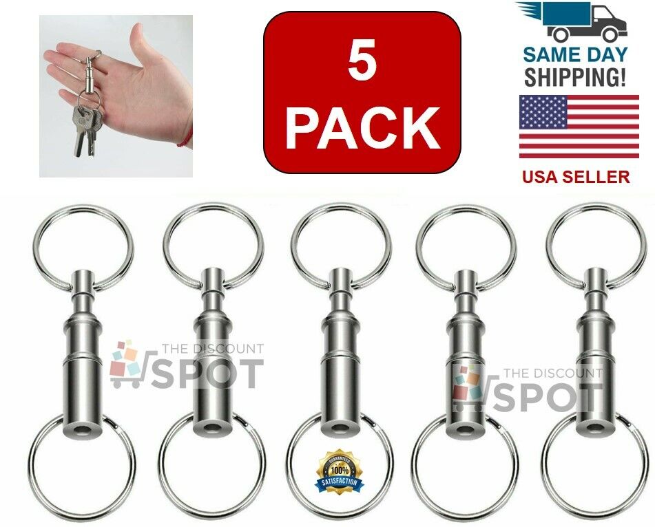 5-Pack Detachable Pull Apart Quick Release Keychain Key Rings/ US 