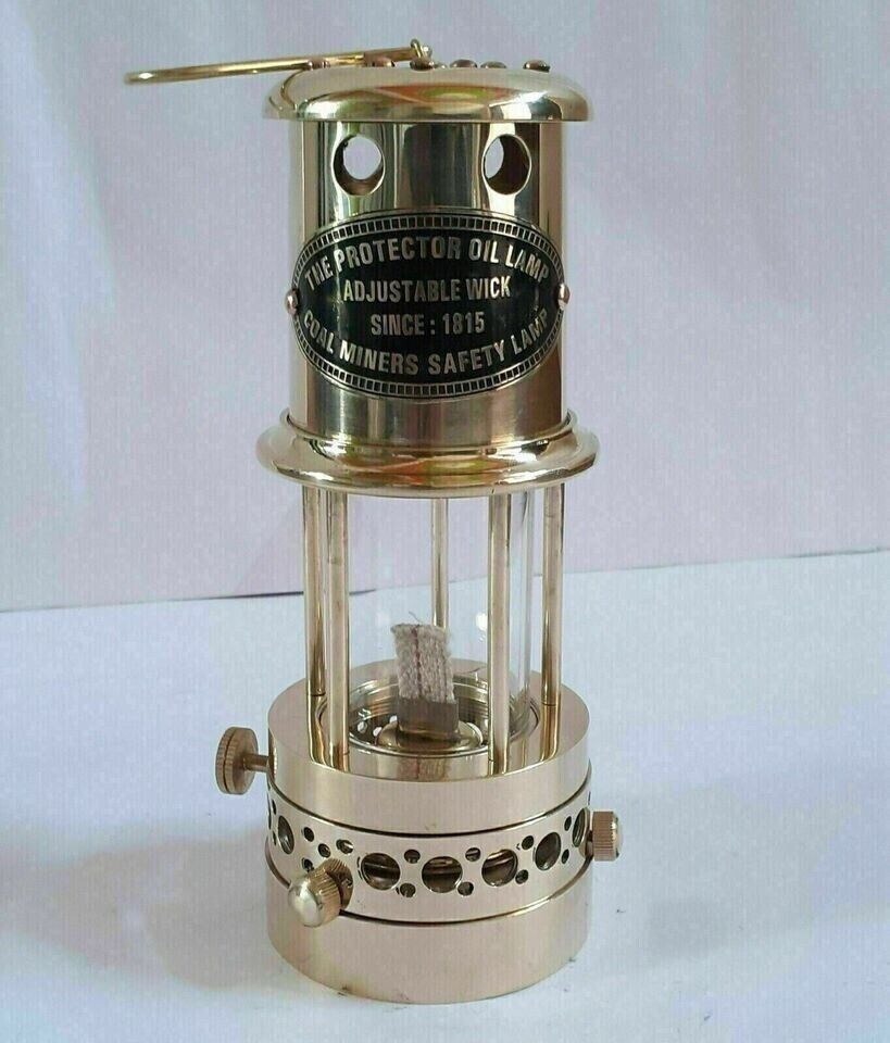 9\'\'Oil Lamp Antique Nautical Brass Lantern Vintage Minor Lamp Maritime Ship Boat