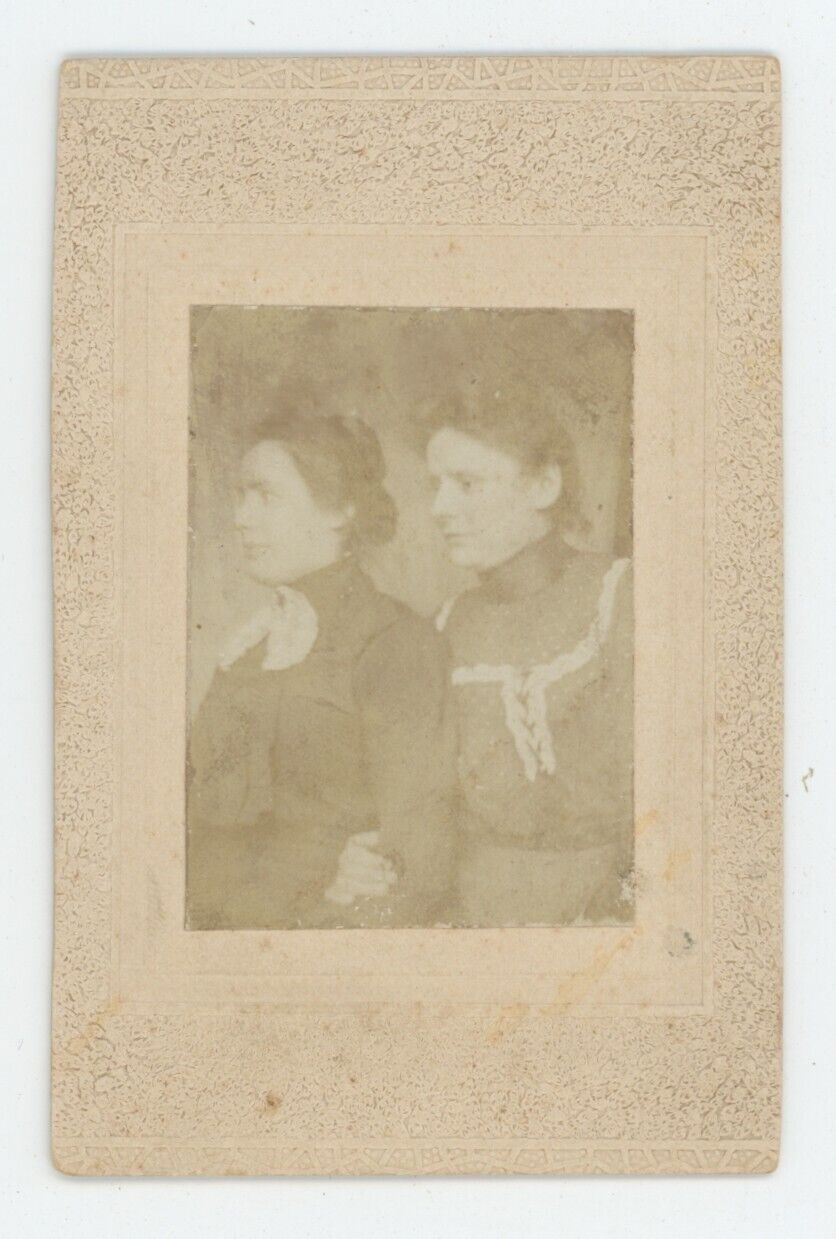 Antique CDV Circa 1890s Two Affectionate Beautiful Women Arm in Arm