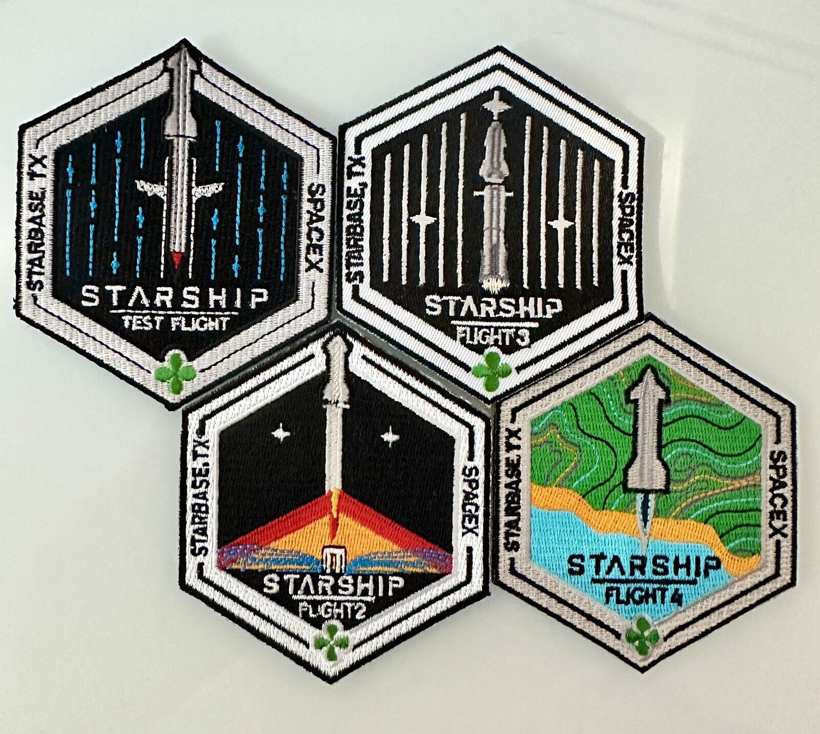 SpaceX Starship Missions 1 ,2, 3,4  Mission Patch Combo 4 Pack Patches 3”
