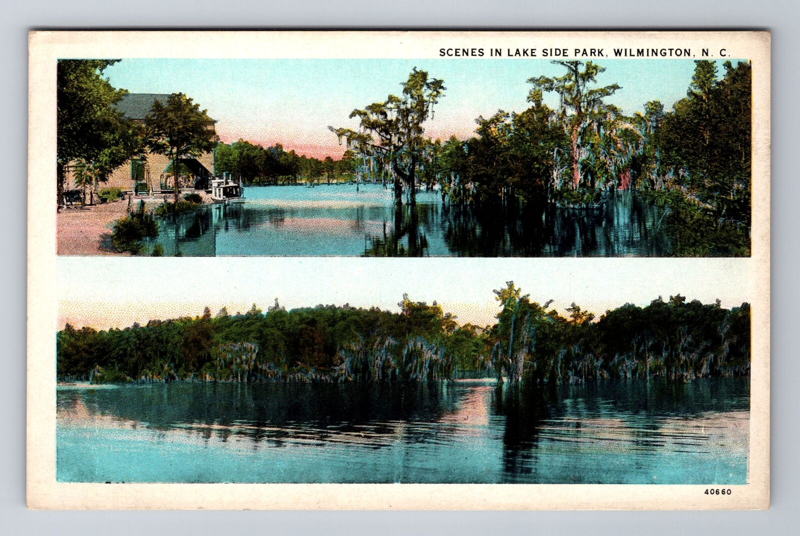 Wilmington NC-North Carolina, Scenes In Lake Side Park Souvenir Vintage Postcard