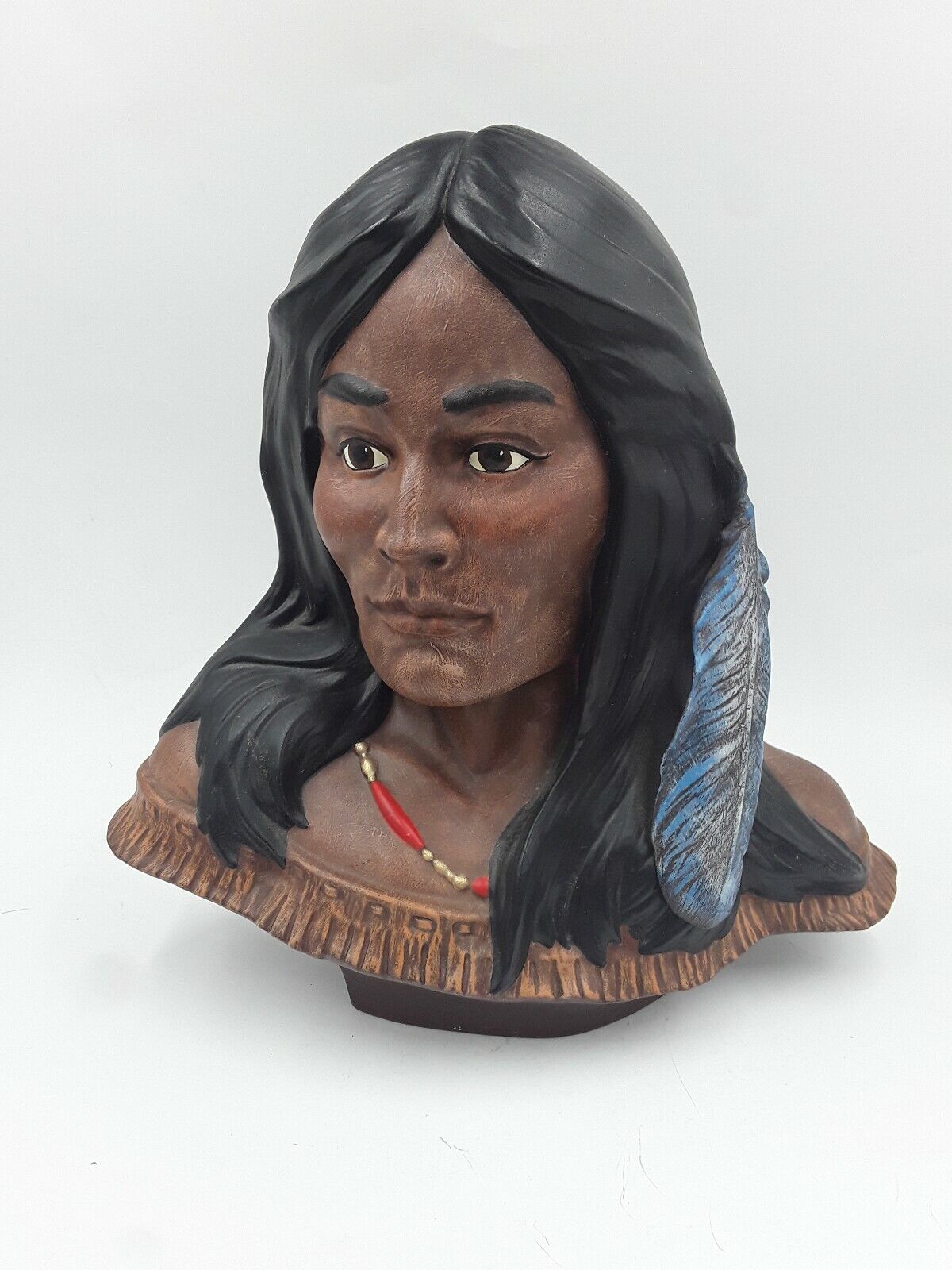 Vintage  Native American Indian Maiden Ceramic Bust Provincial Mold #81 Statue 