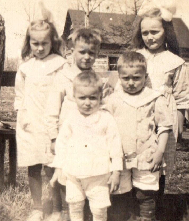 Group of Young Kids Farm Antique Photograph Vintage Old Photo Snapshot