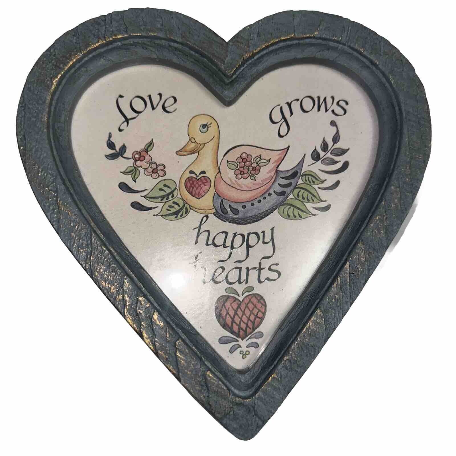 Vintage 1987 Homco Love Grows Happy Hearts Duck Heart Wall Art