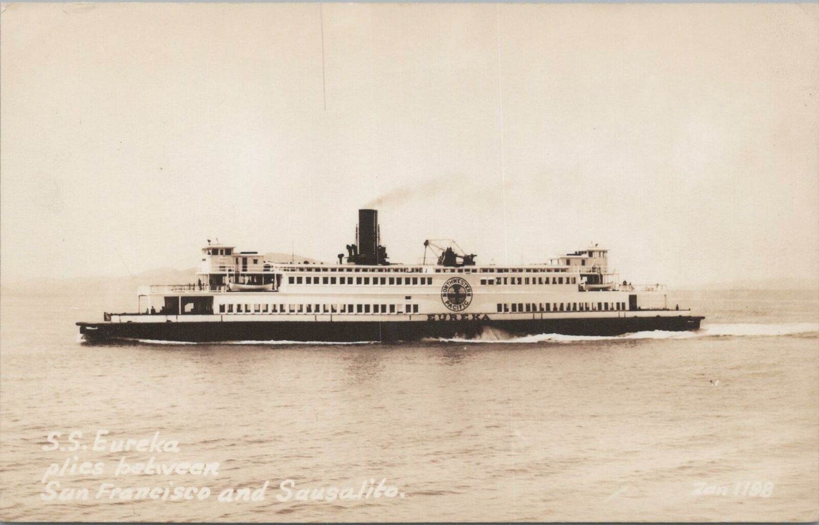 RPPC Postcard Ship SS Eureka San Francisco and Sausalito CA  