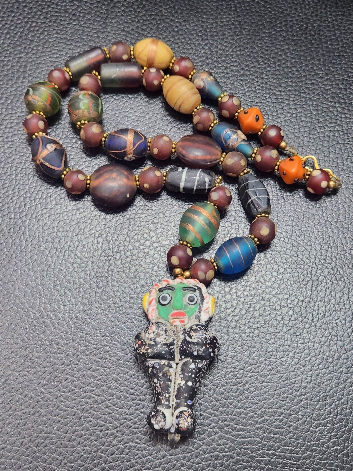 Vintage Fancy Glass Venetian Style Mix Beads African Necklace
