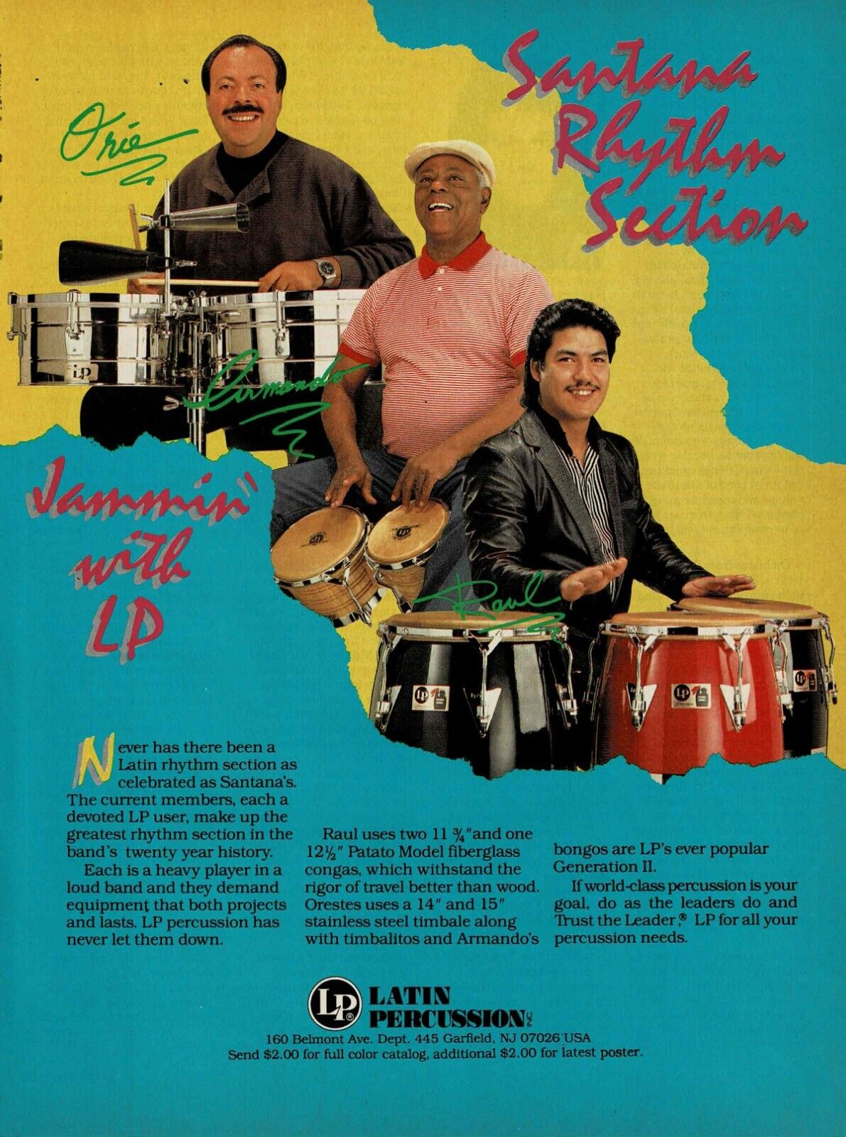 Latin Percussion - Vilato Orestes / Armando Peraza / Raul Rekow - 1987 Print Ad