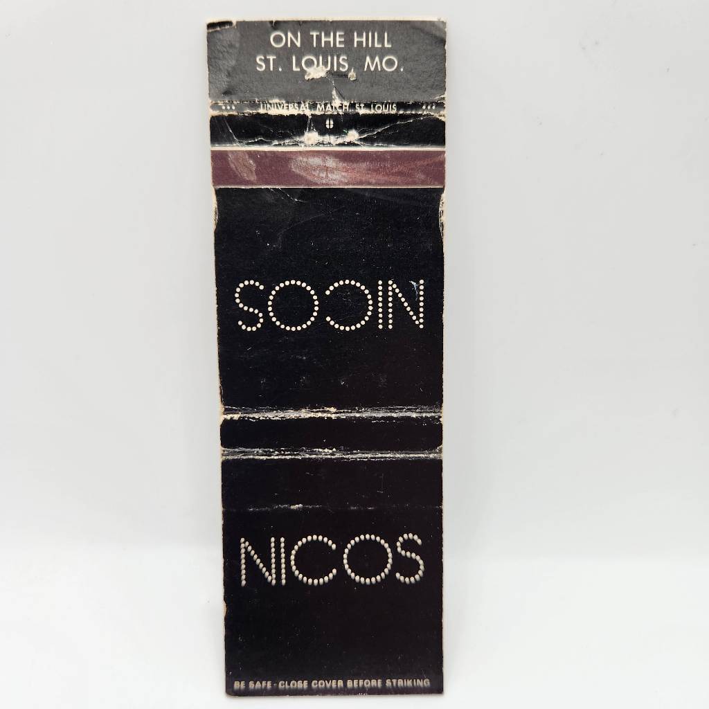 Vintage Matchbook Nicos On The Hill St. Louis Missouri Restaurant 