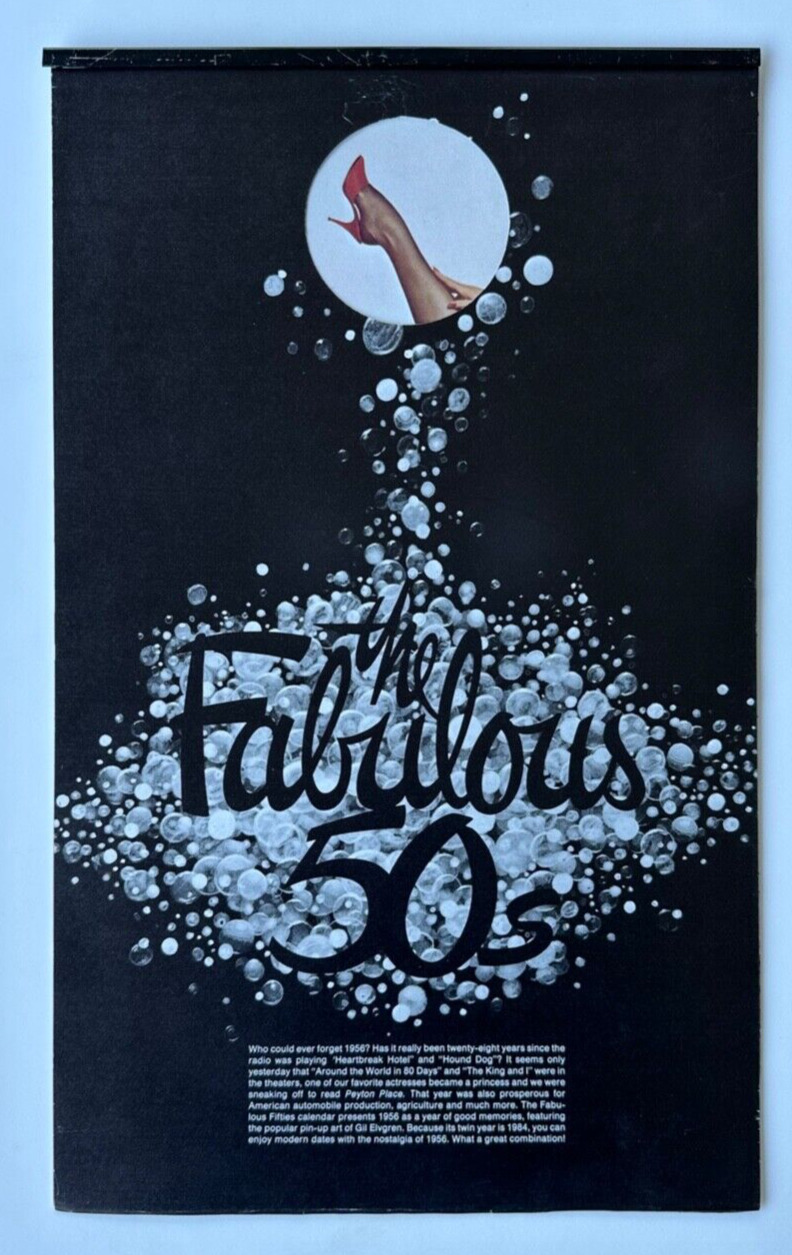Vintage 1956 1984 Gil Elvgren The Fabulous 50s Pin Up Calendar, Never Used