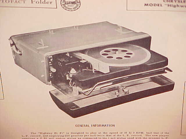 1956 1957 1958 CHRYSLER DESOTO DODGE HIGHWAY HI-FI RECORD PLAYER SERVICE MANUAL