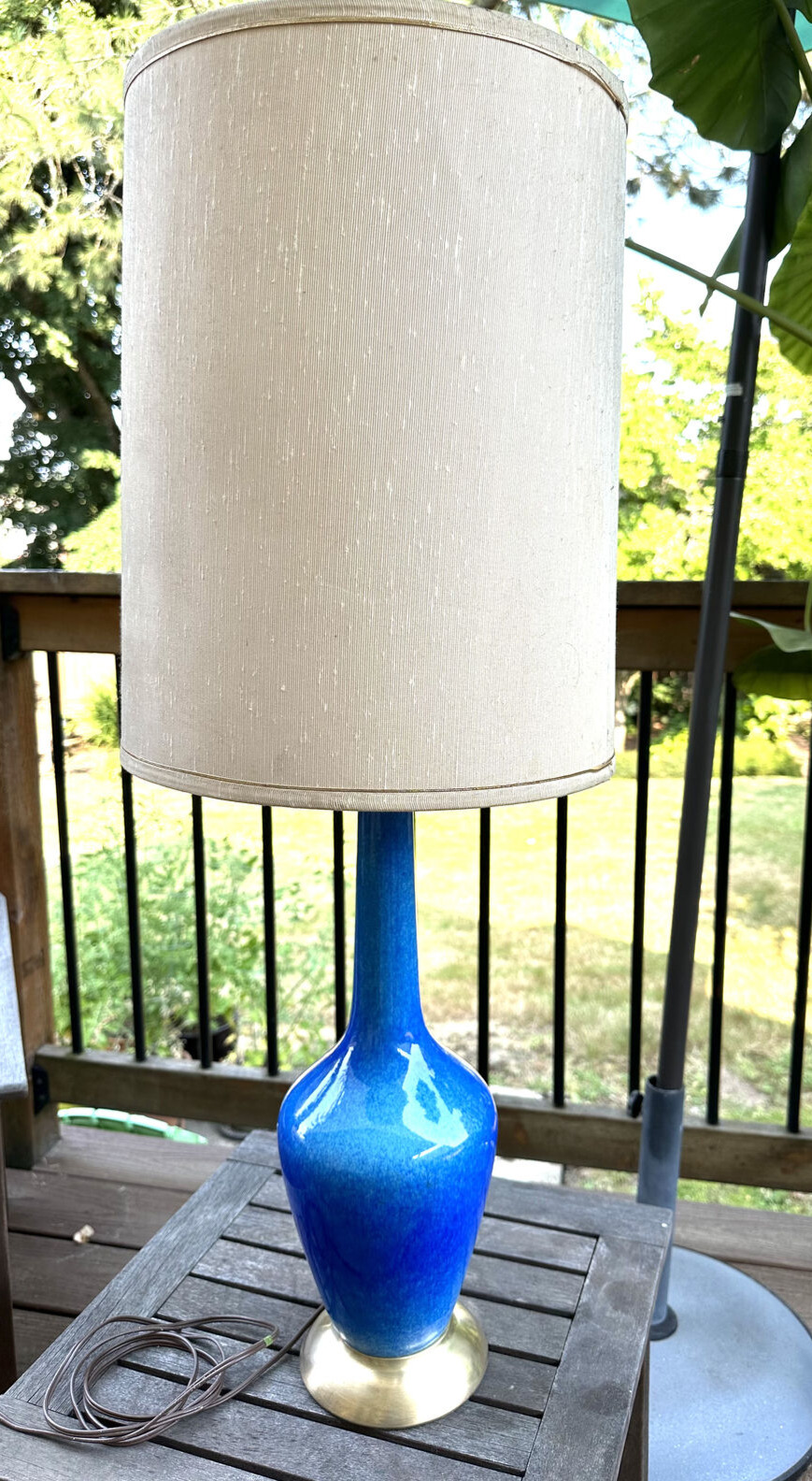 VINTAGE MCM Royal Hanger Style Lamp Mediterranean BLUE 22