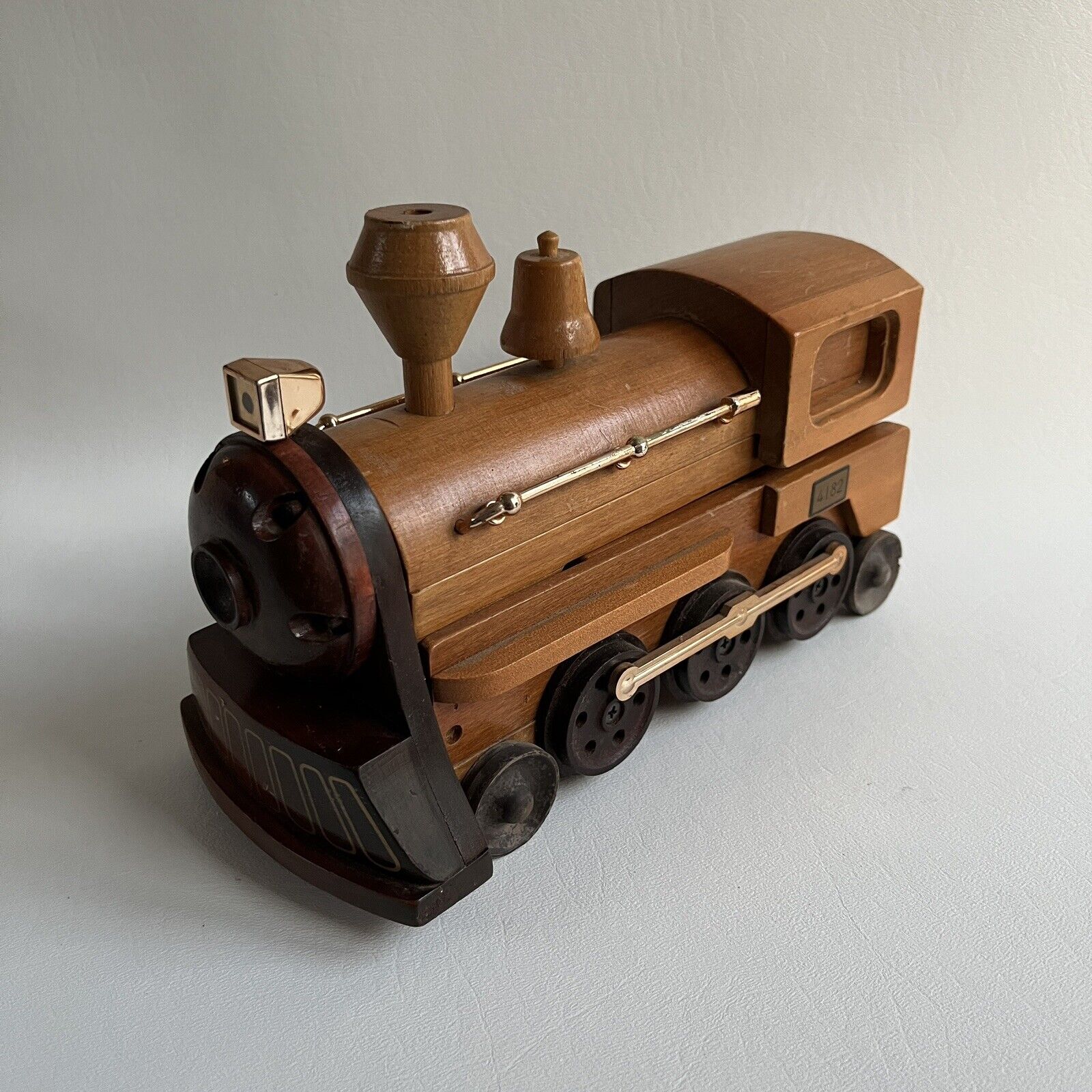 Vintage Wooden Steam Locomotive Telephone - Wood Train Phone Tested & Working 