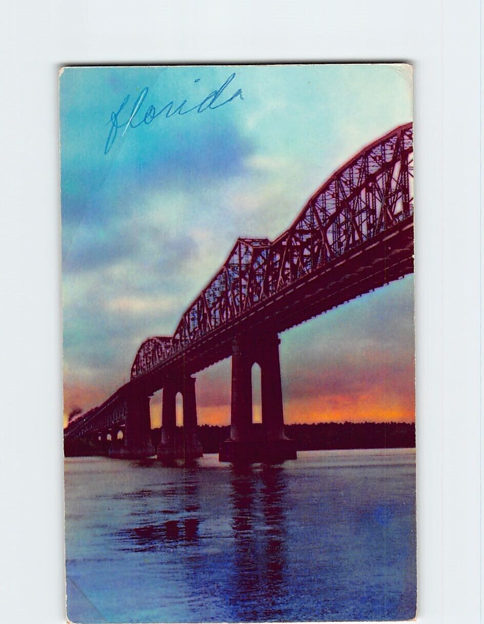 Postcard Huey P. Long Bridge Over The Mississippi River At New Orleans LA USA