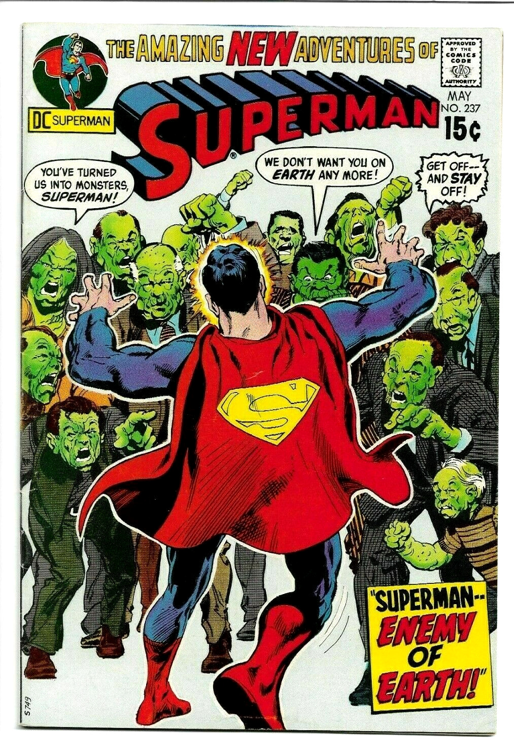 Superman #237, DC 1971, Clark Kent, Lois Lane, Neal Adams Cover 9.2 NM-