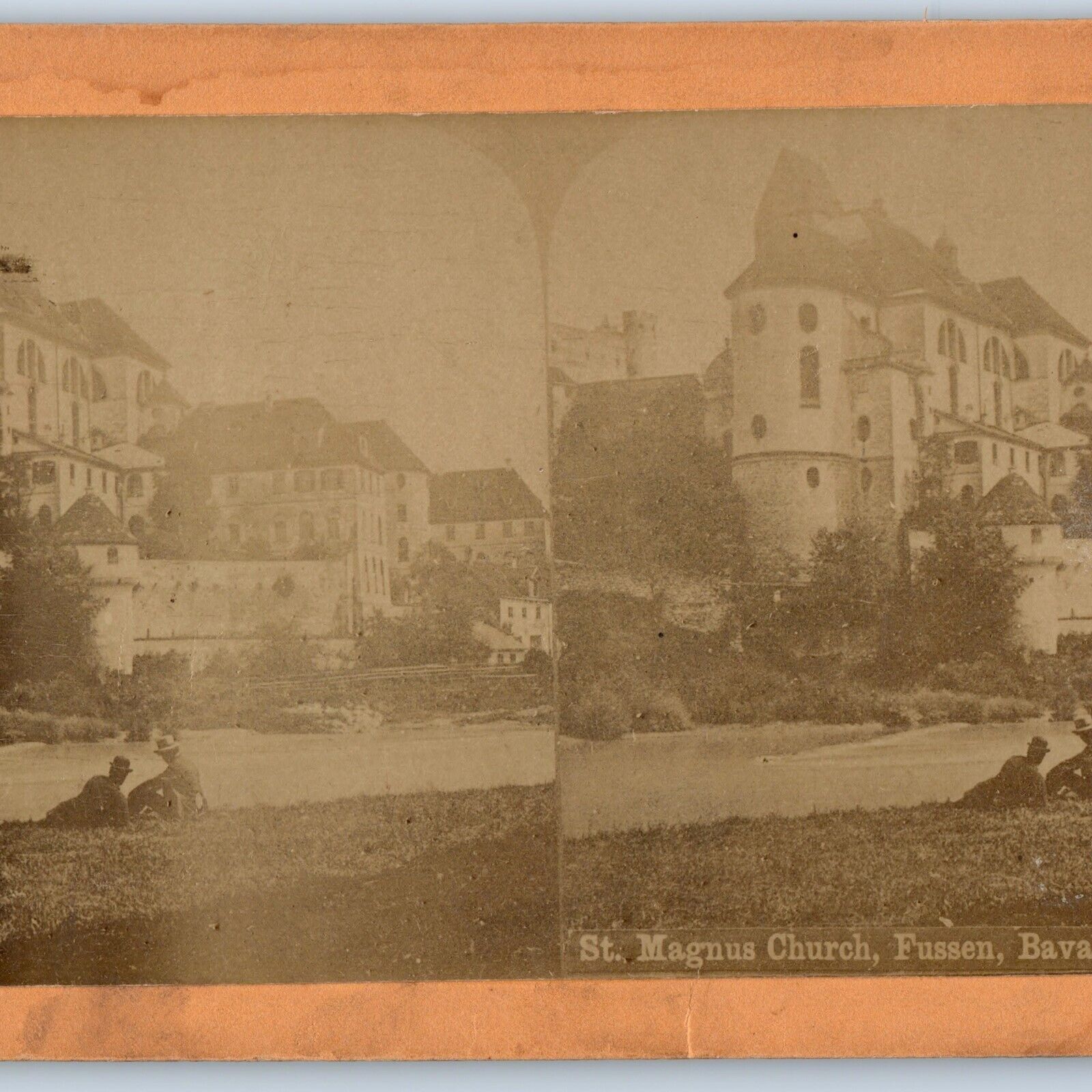 c1880s Fussen, Germany Real Photo St. Mang Abbey Stereo Card Magnus Church V21