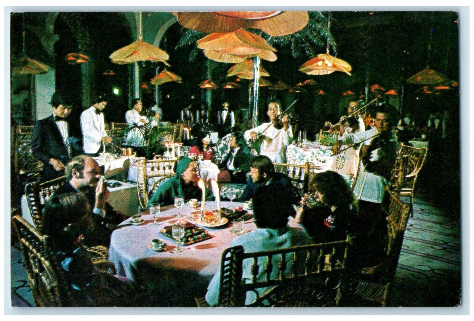 c1950\'s Playing Violin for Customers The Manila Hotel Philippines Postcard