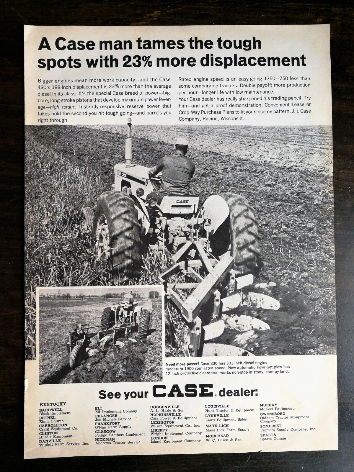 Vintage 1969 Case 830 Diesel Farm Tractor Full Page Original Ad