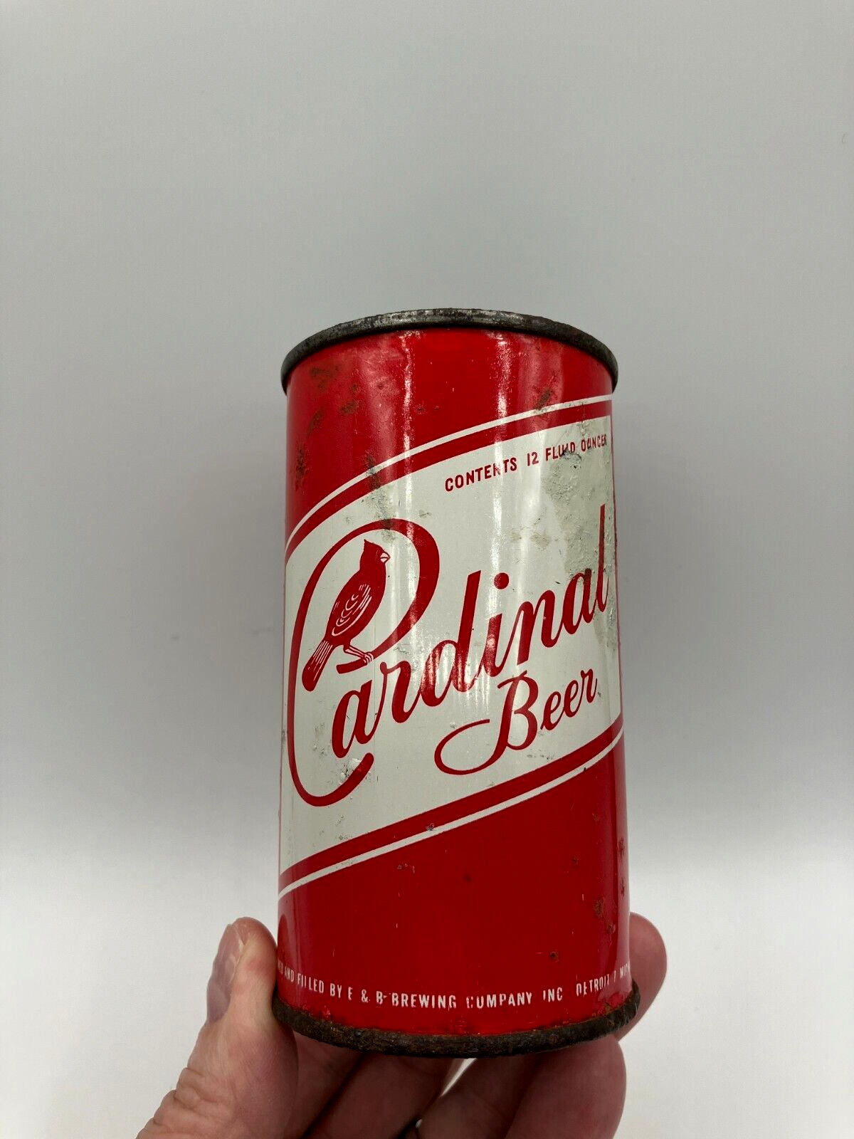 Tough Find 12oz old CARDINAL Beer Flat Top Beer Can E & B Brewing Detroit