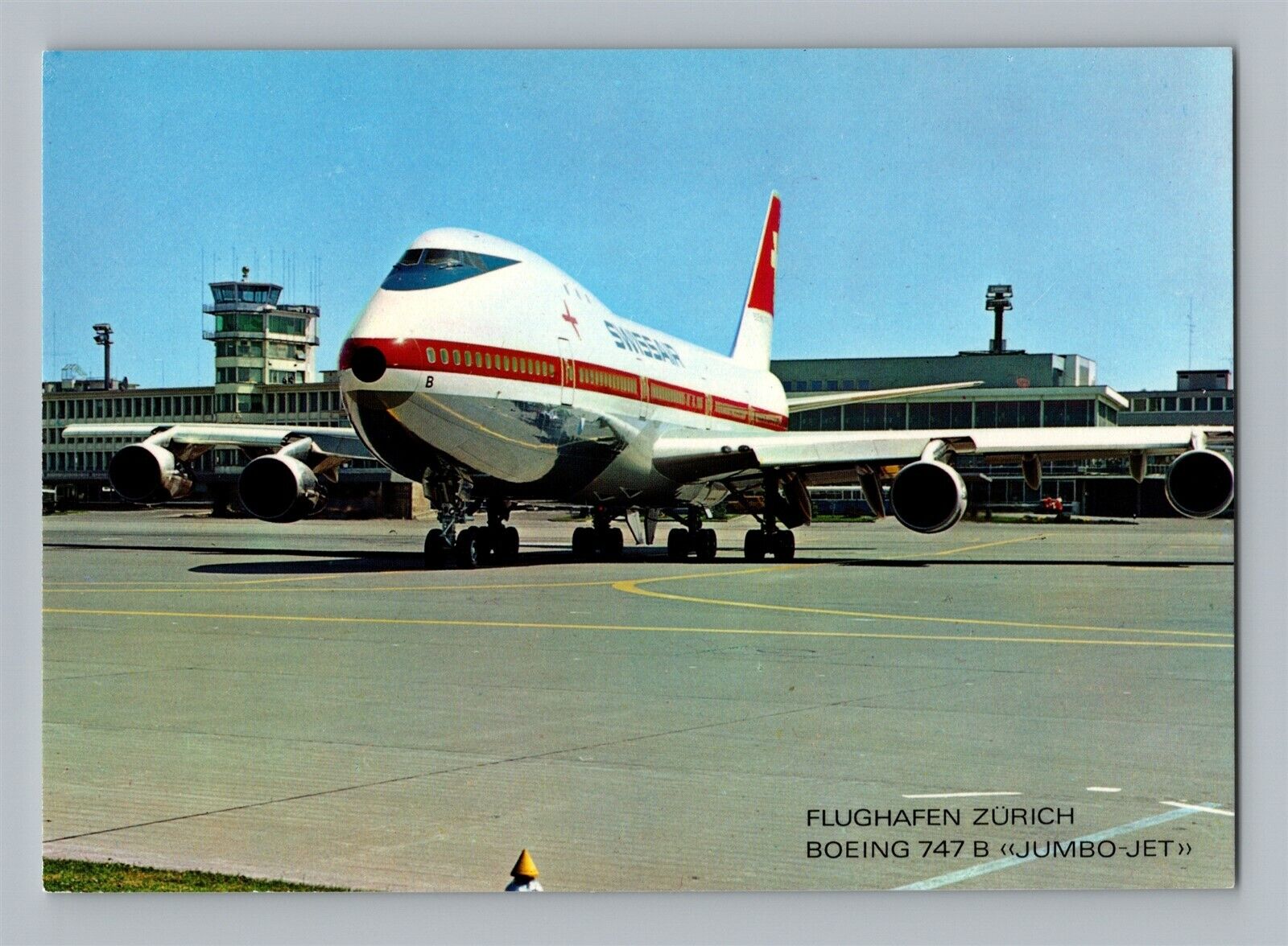 Aviation Postcard Swissair Airlines Boeing 747 Flughafen Zurich Airport BA30