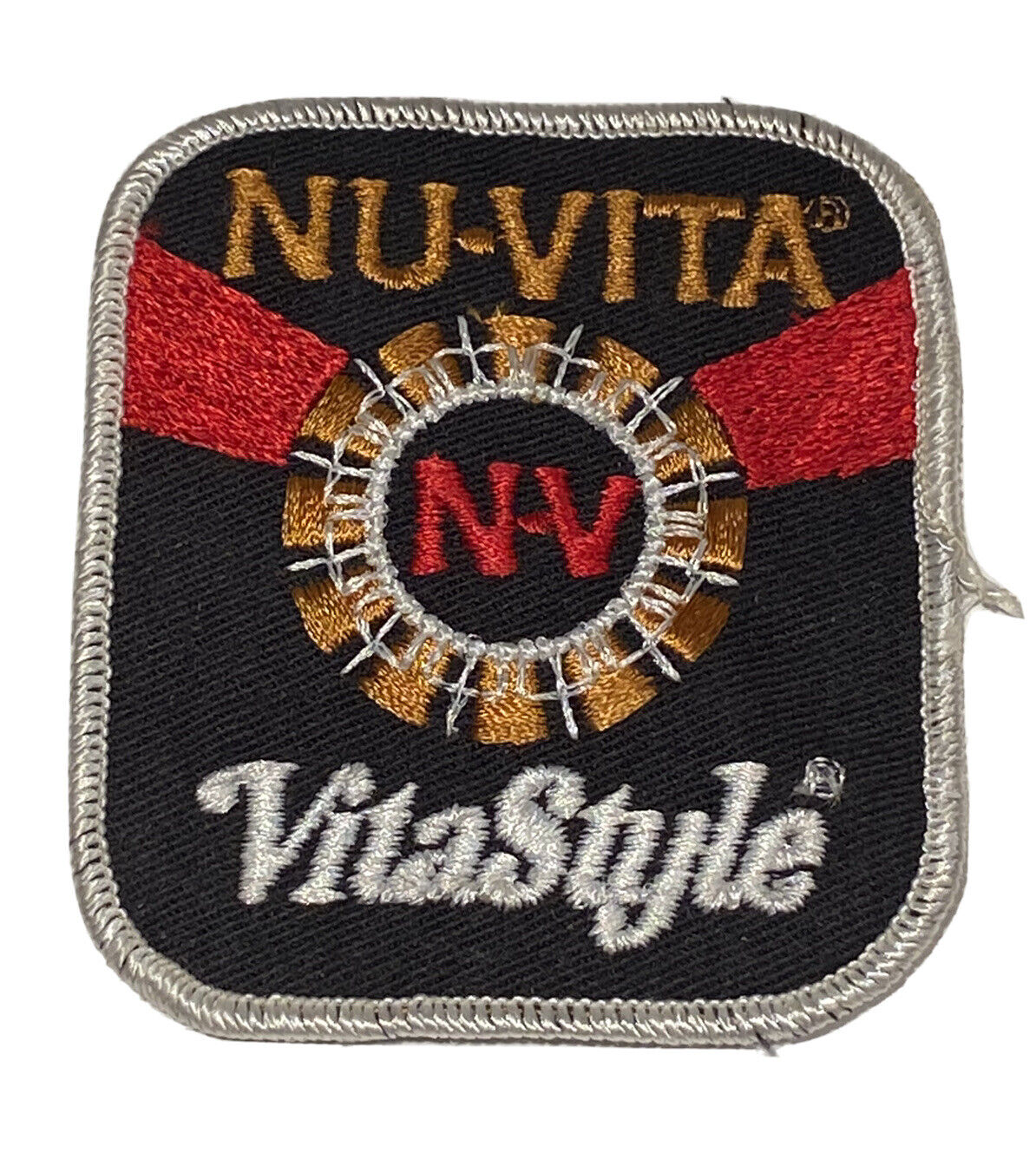 Vintage Nu-Vita N-V Vita-Style Black & Red Sew On Patch Hair Products