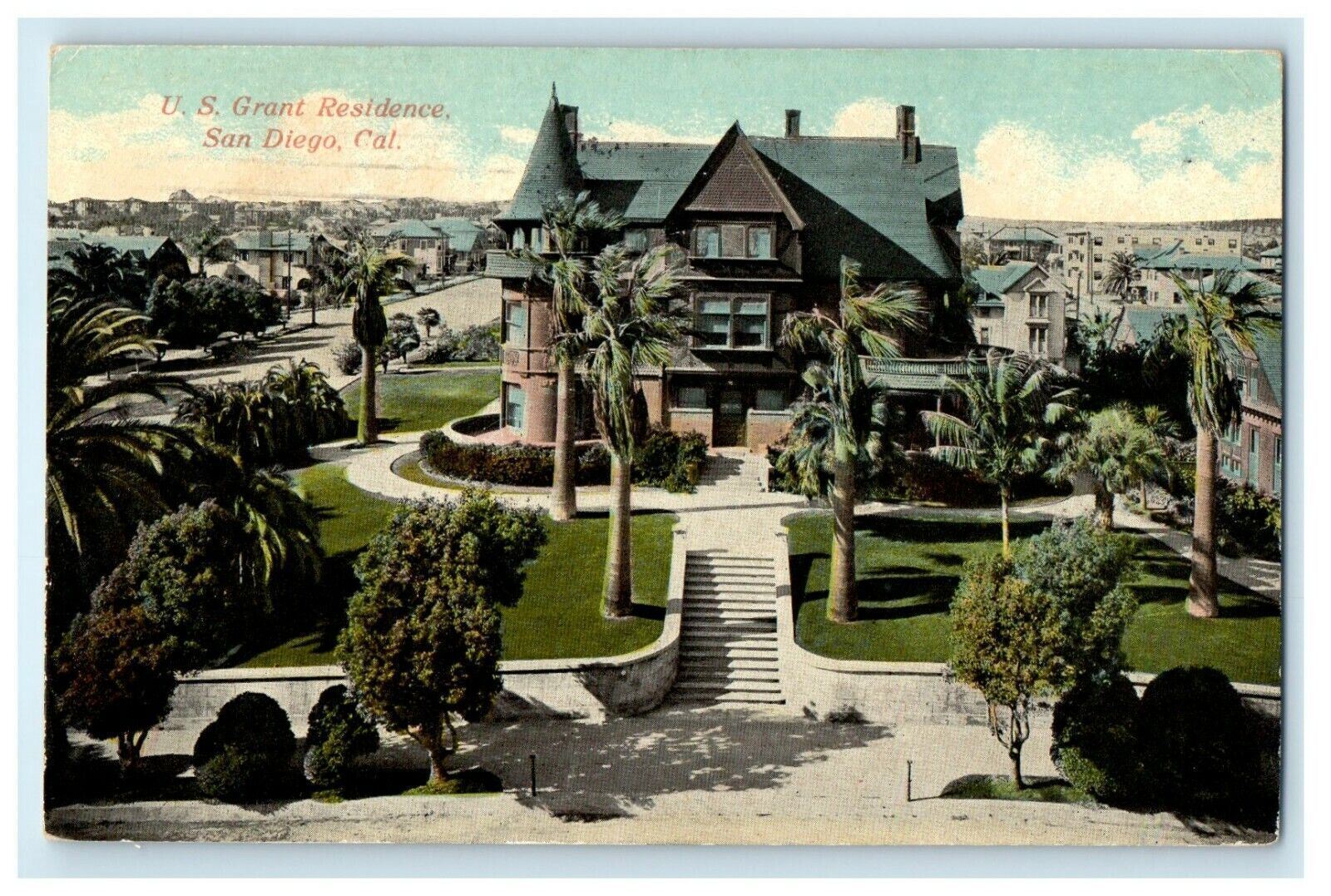 1912 View Of U.S Grant Residence San Diego California CA Antique Postcard