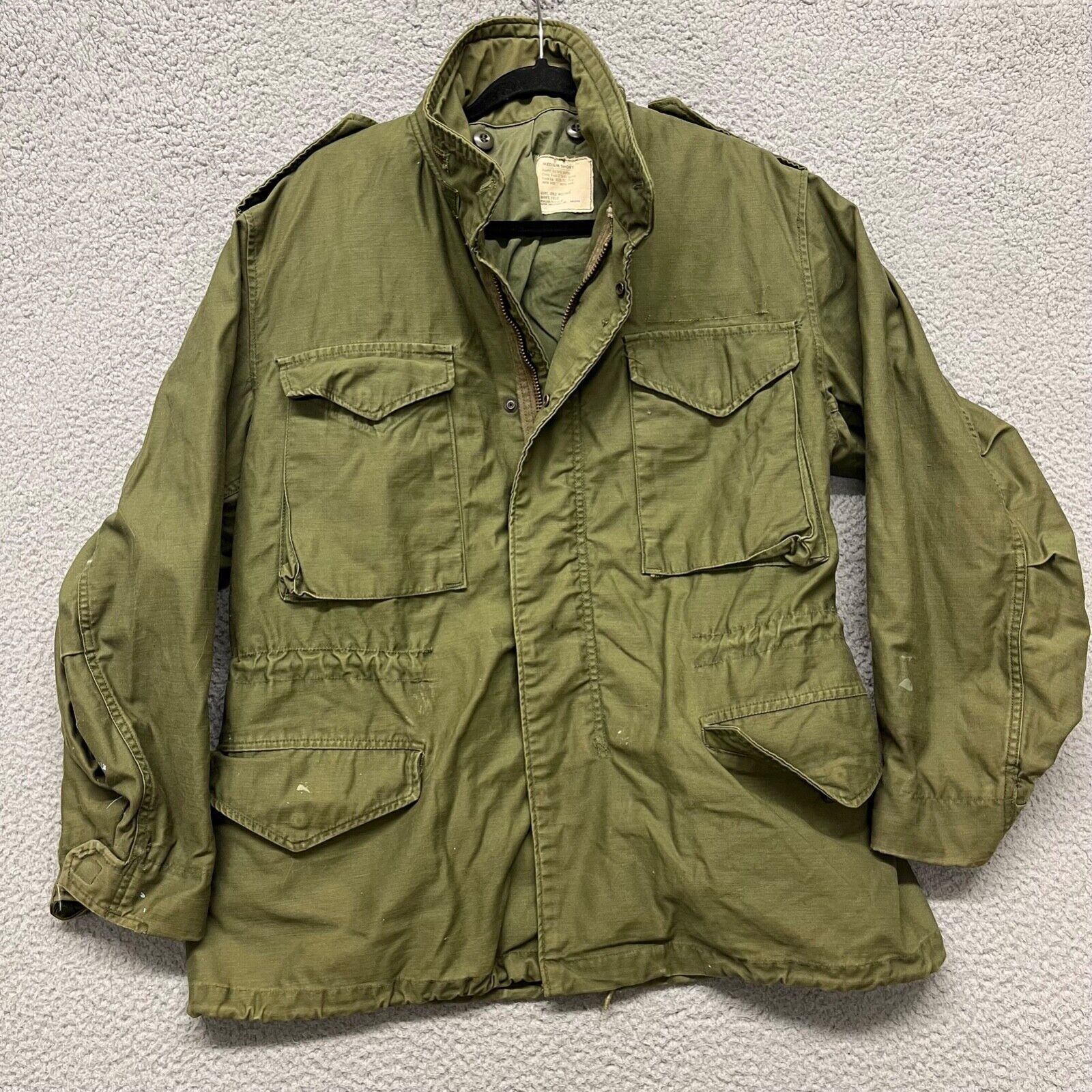 Vtg Field Coat Cold Weather Mens M Short Green Army Military 1974