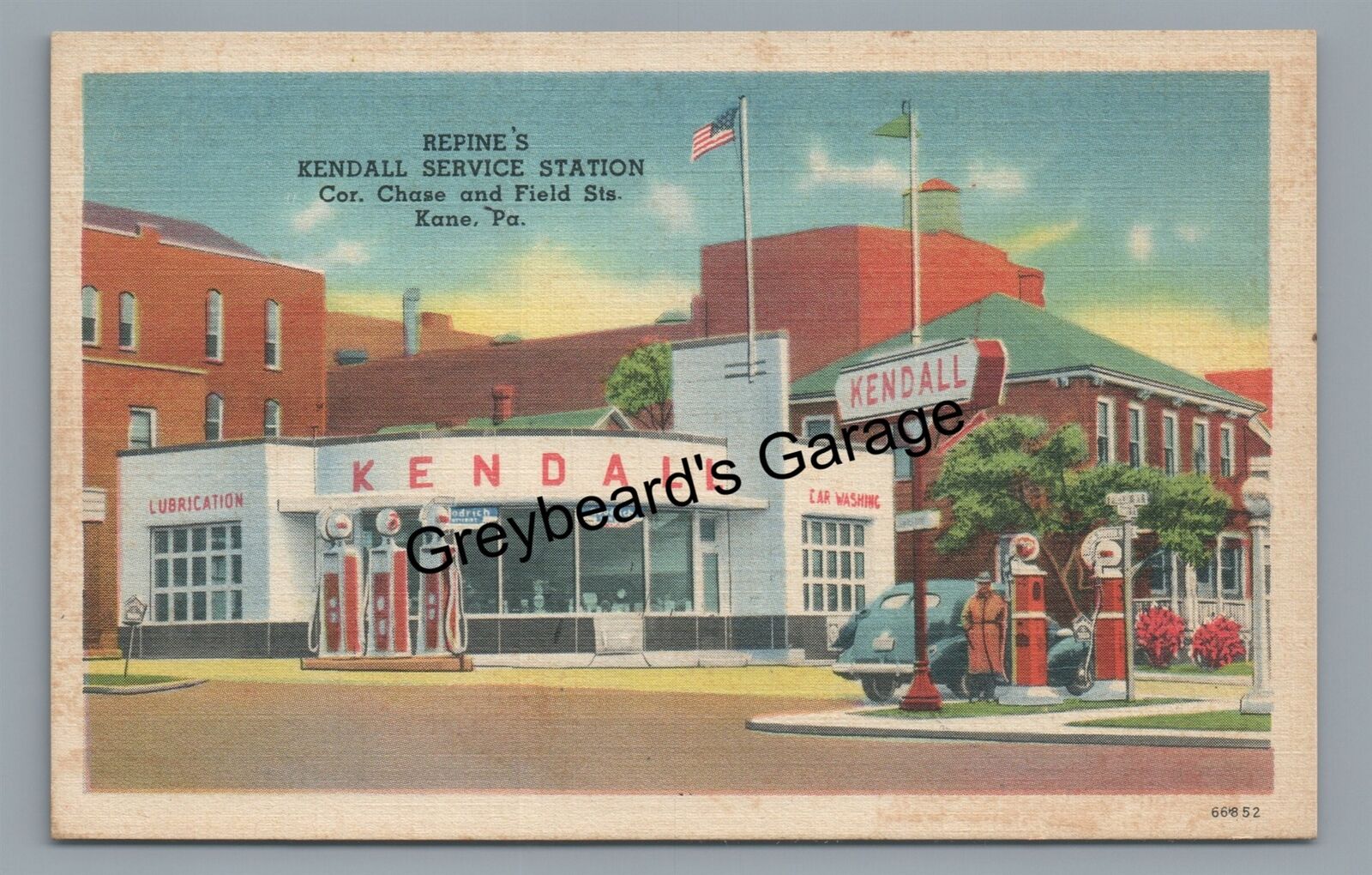 Repine\'s Kendall Service Gas Station KANE PA McKean County Pennsylvania Postcard