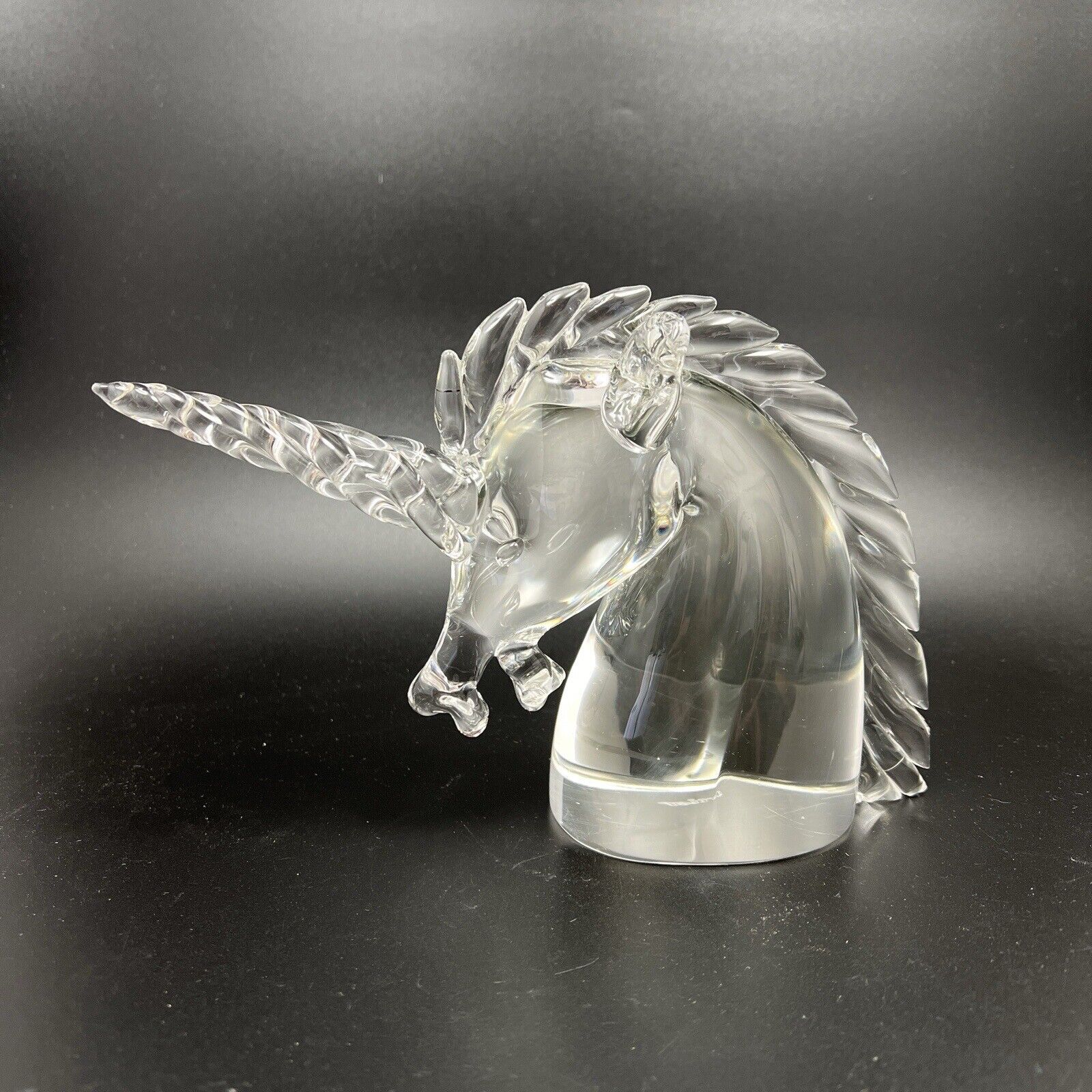 CARTIER Crystal Unicorn Figurine Sculpture Clear Glass Signed Large