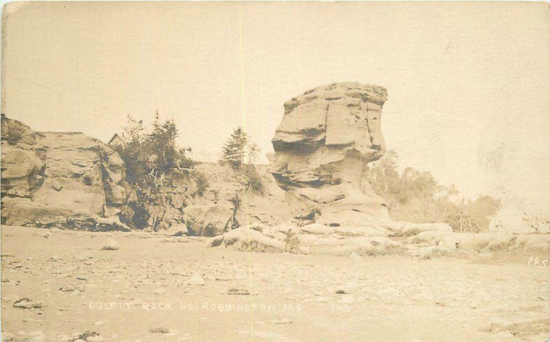 1922 Robinston Maine Pulpit Rock RPPC real Photo postcard 9750