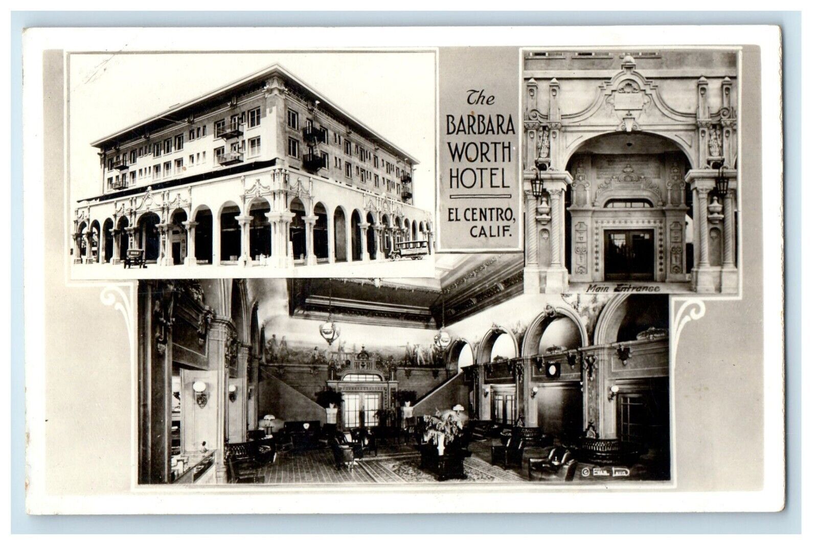 1920s The Barbara Worth Hotel Multiview El Centro CA RPPC Photo Vintage Postcard